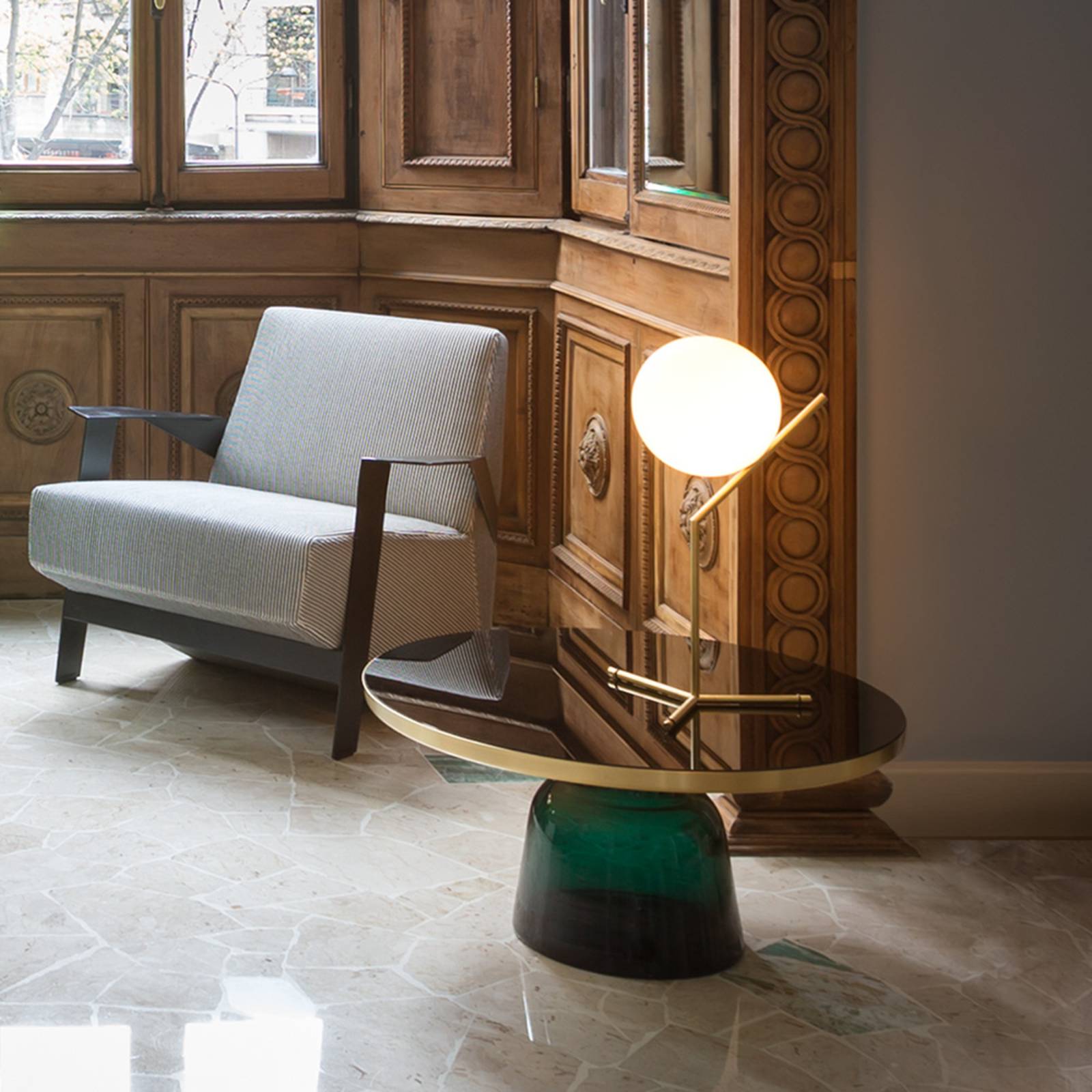 Lampa stołowa FLOS IC T1 High, szczotkowany mosiądz