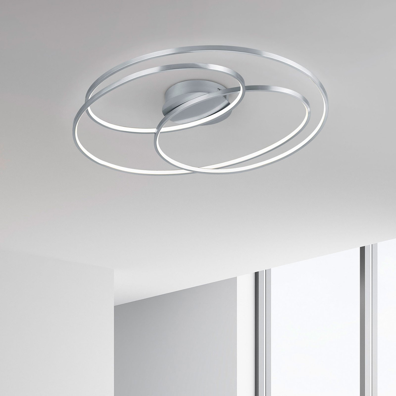 LED plafondlamp Gale, 80 cm, nikkel mat