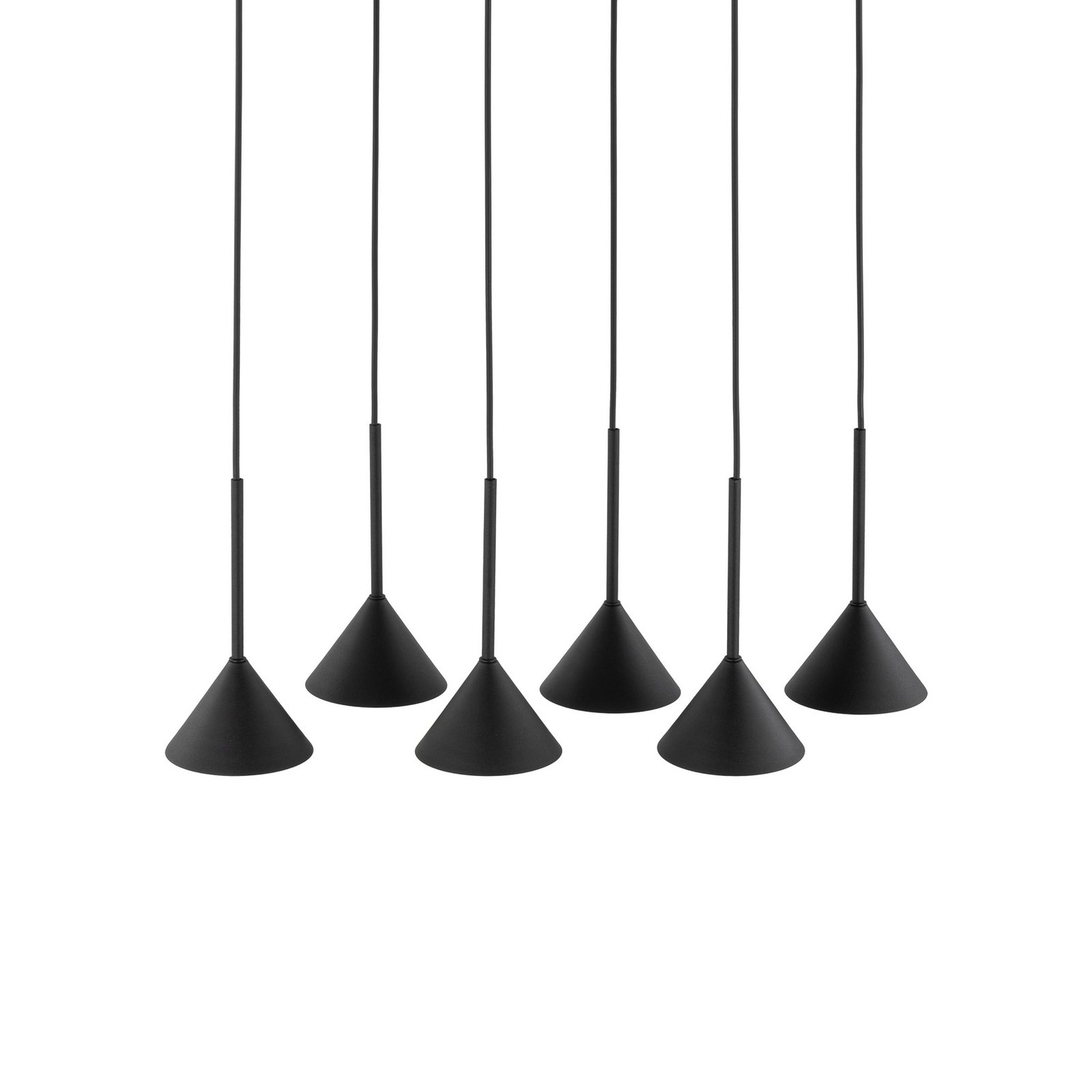 Závěsné světlo Cono Mini, 6 žárovek, černé, E27