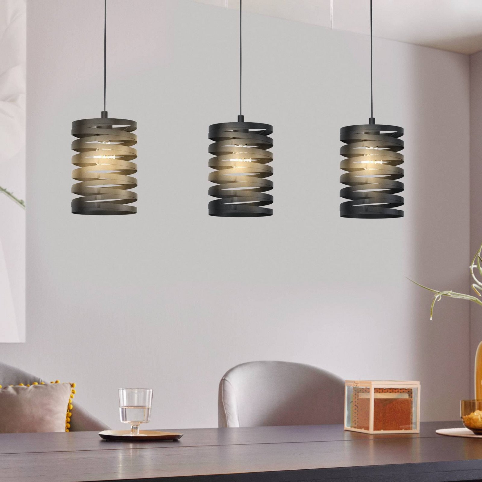 EGLO Cremella lampă suspendată lungime 94 cm negru 3 lumini oțel - Camera de zi / sufragerie - Modern - Metal