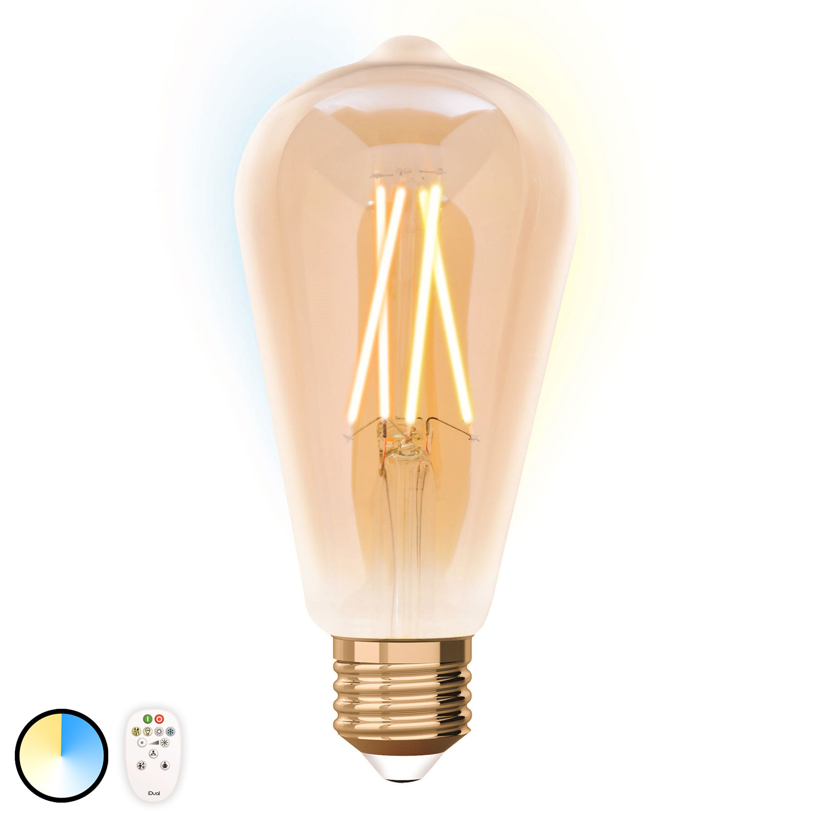 iDual ampoule LED E27 ST64 9 W avec télécommande