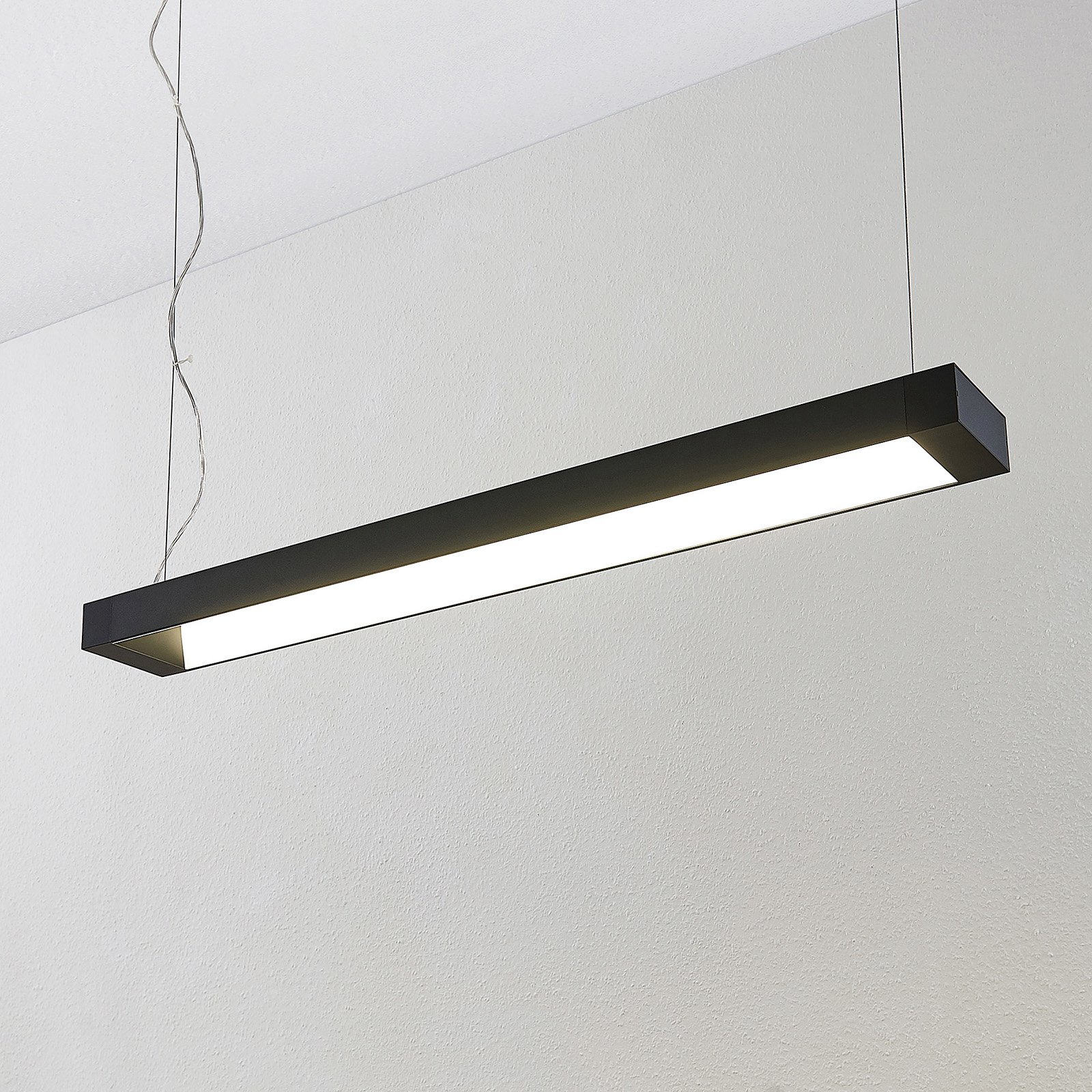 Arcchio Cuna LED hanglamp, zwart, hoekig 92cm