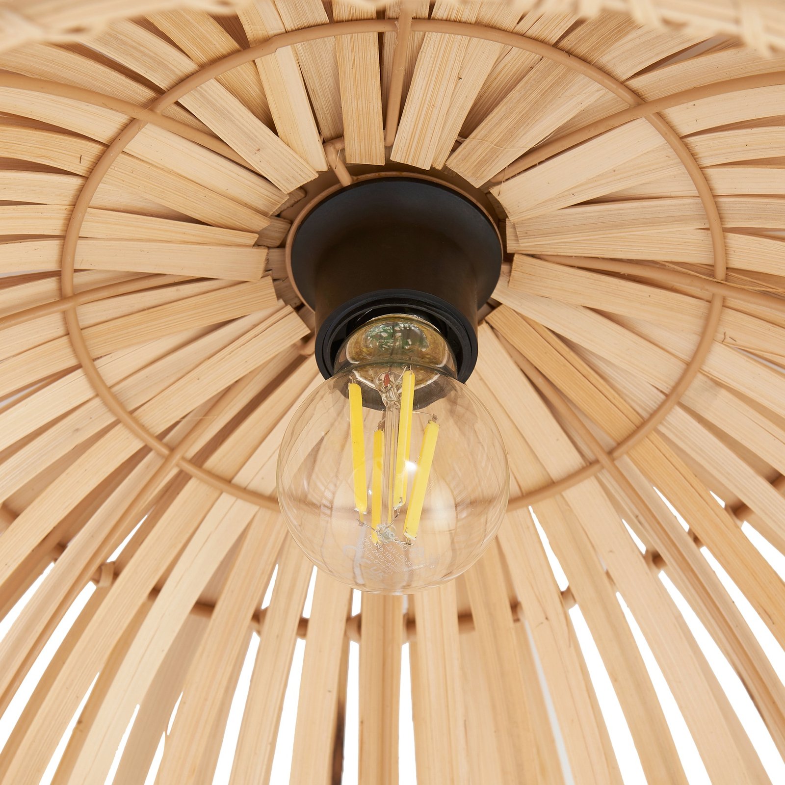 Lindby ceiling light Ilajus, Ø 62 cm, natural bamboo