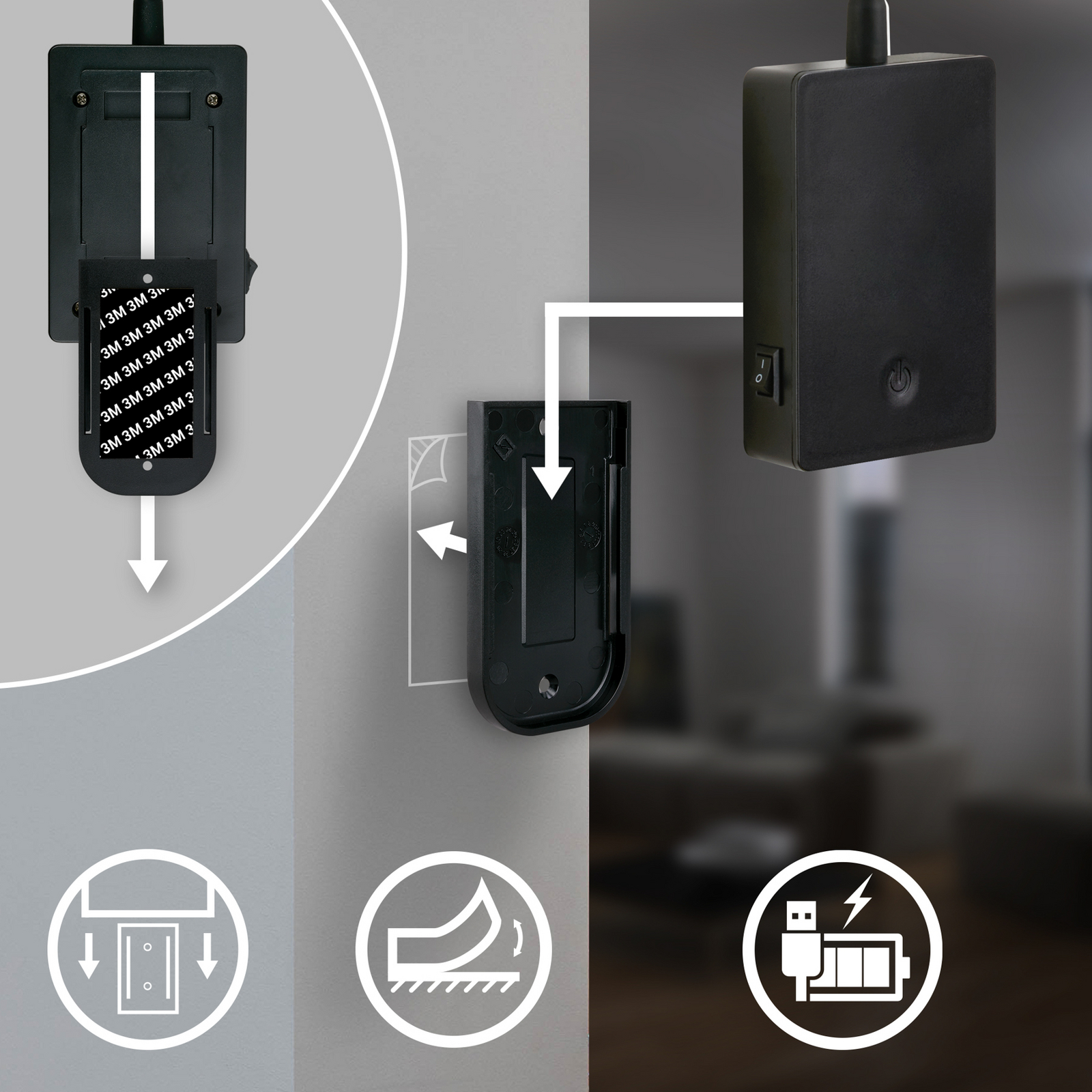 LED-läslampa med batteri Brilo unplugged Smooth, svart, med dimmer LED-läslampa med batteri Brilo unplugged Smooth, svart, med dimmer