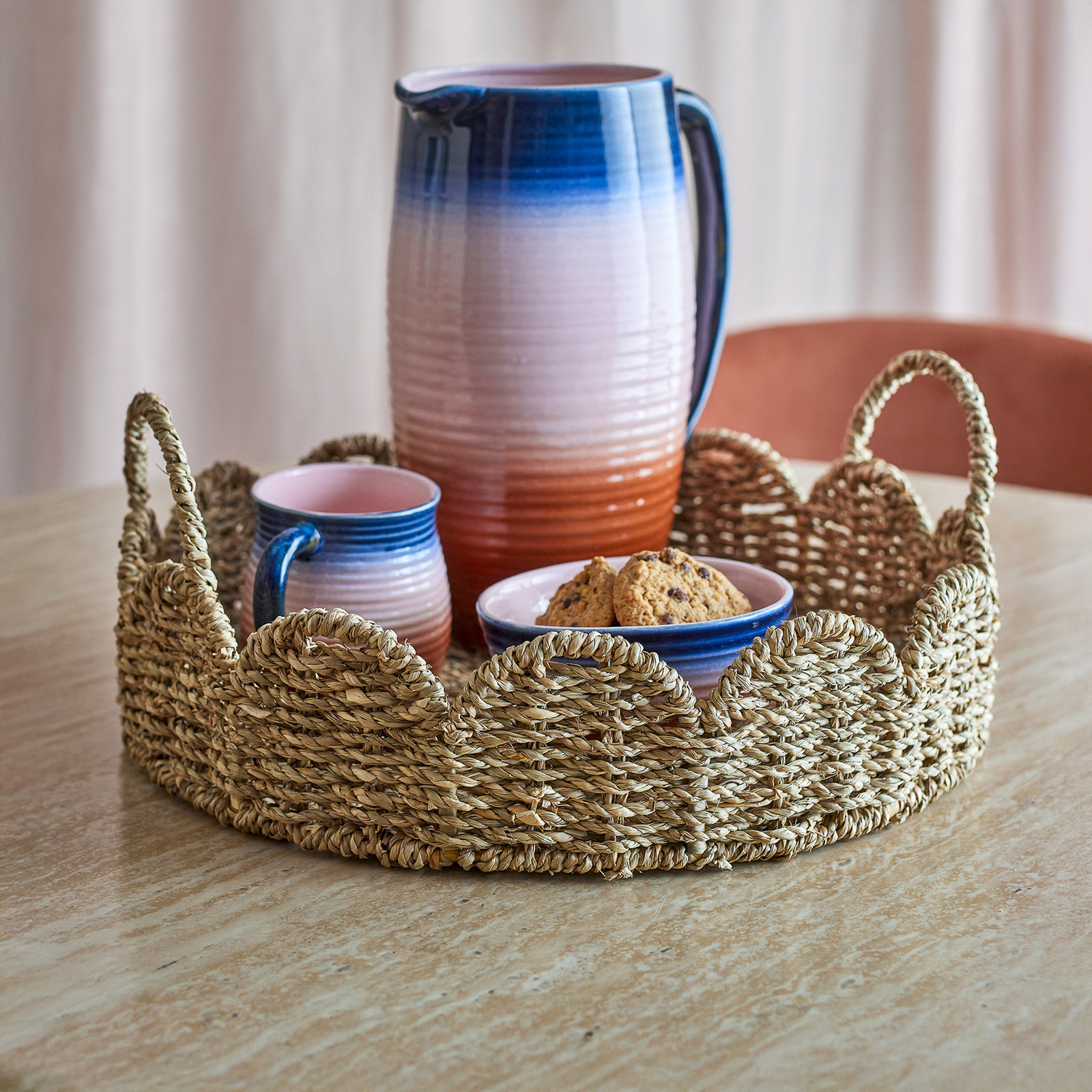 Podnos Brea, prírodná farba, Ø 35 cm, morská tráva – Bloomingville