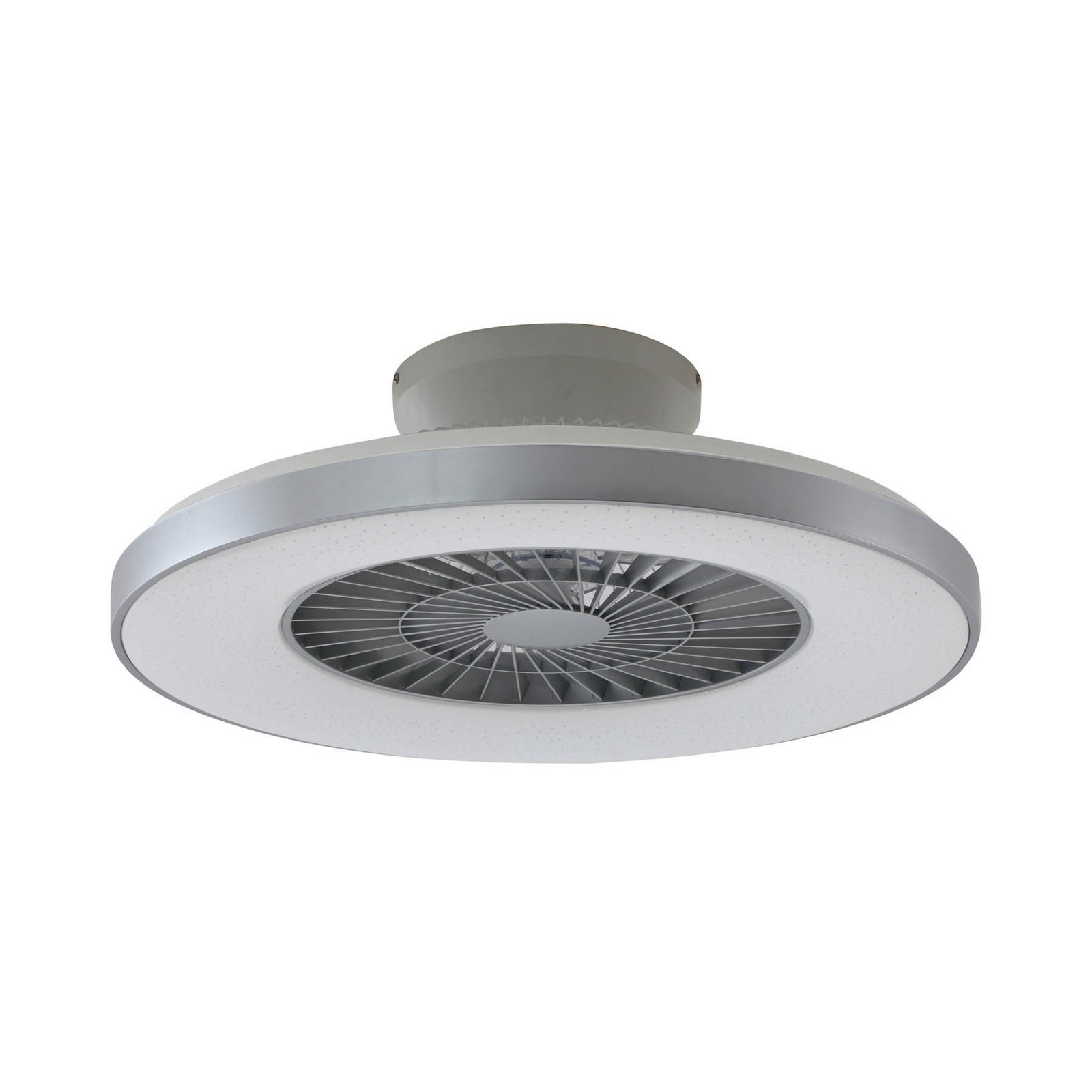 Lindby Smart LED griestu ventilators Paavo, sudraba krāsā, kluss, Tuya