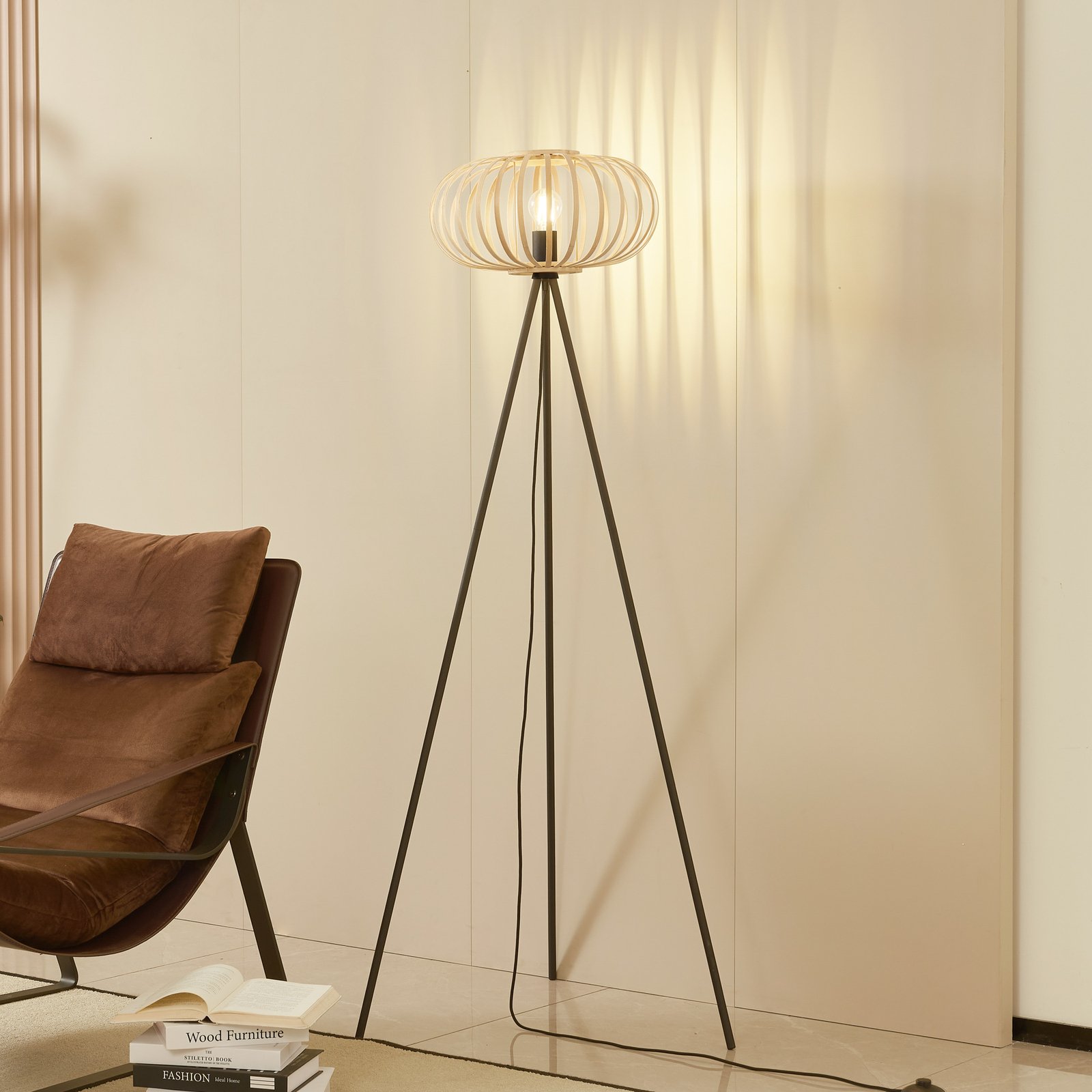 Lielle Stojací Lampa Ø40 Bambus - Lindby