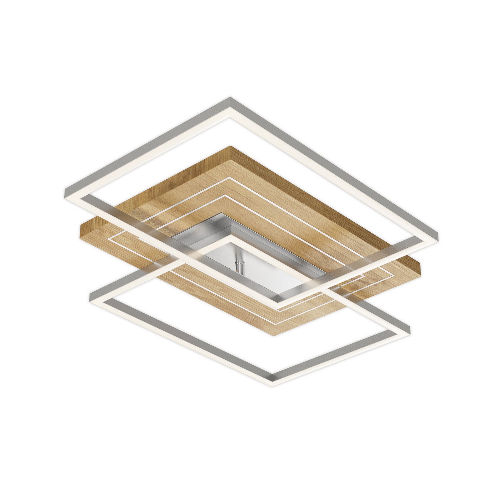 LED griestu lampa Inka S, garums 50 cm, gaiša koksne, dimmerējama