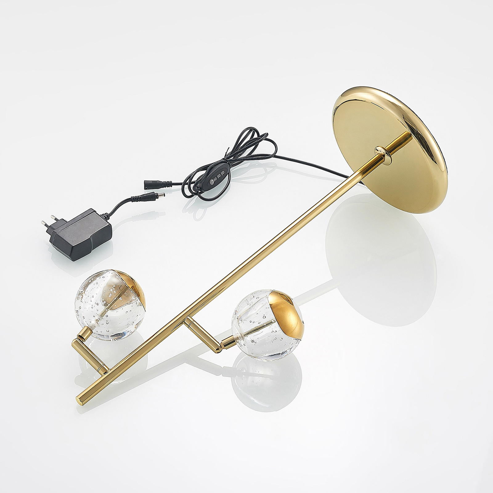 Lucande Kilio LED table lamp, dimmable, in gold