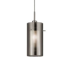 Lámpara colgante Duo 2, vidrio humo/cromo 1 luz