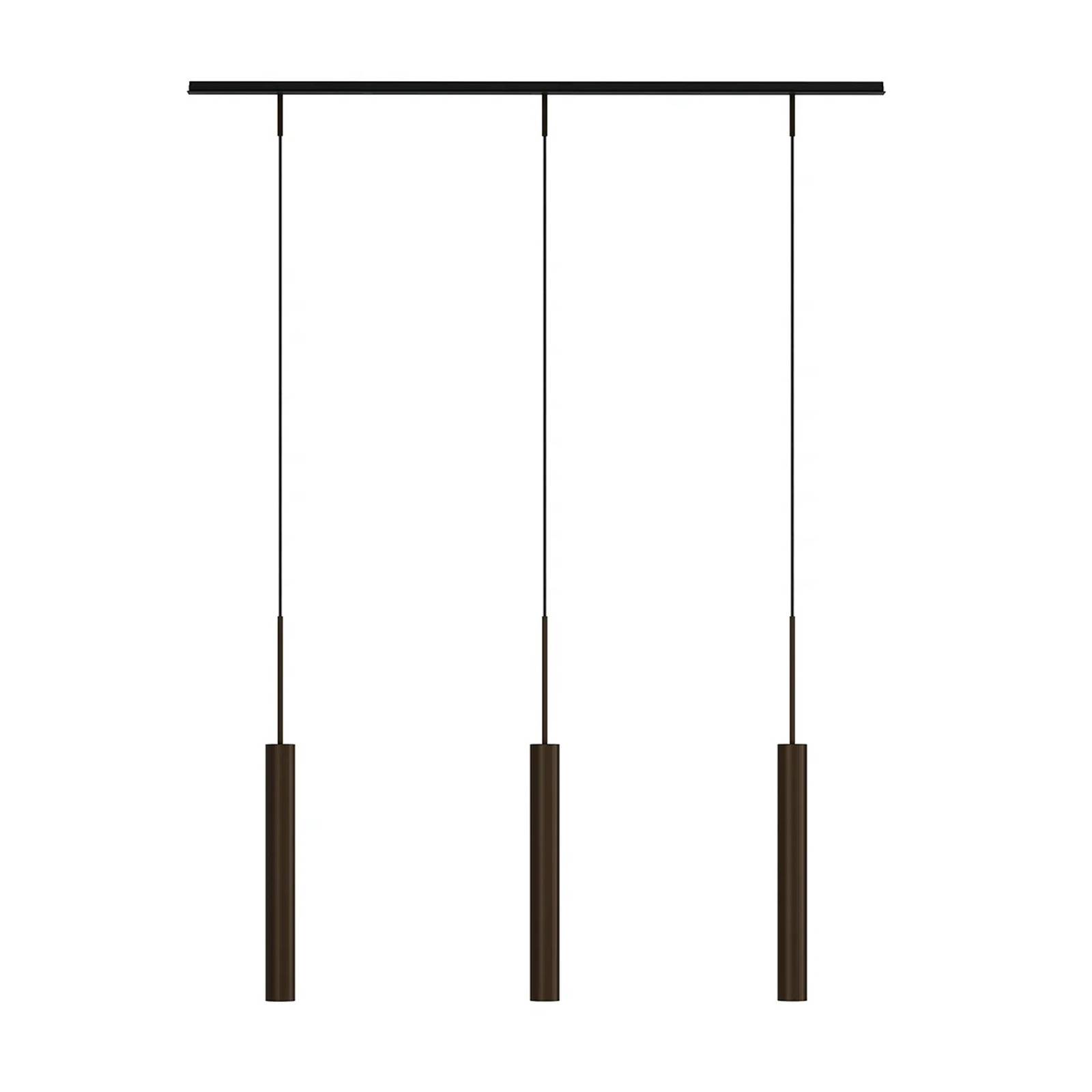 Audo függőlámpa Tubulaire Rail, 3-lámpás, bronzszínű, alumínium