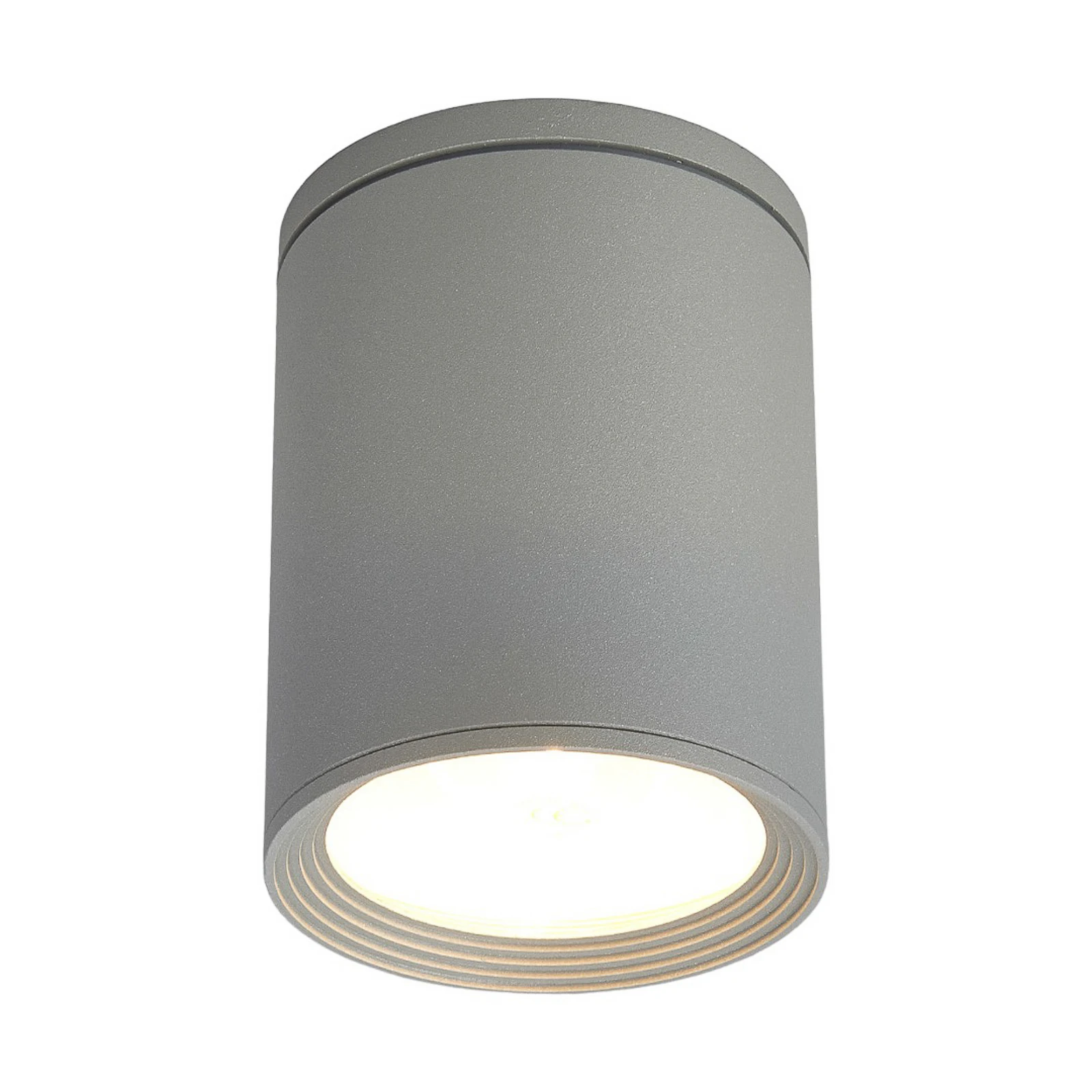 Lucande Εξωτερικός προβολέας οροφής Minna, ασημί, 14 cm, IP54, E27