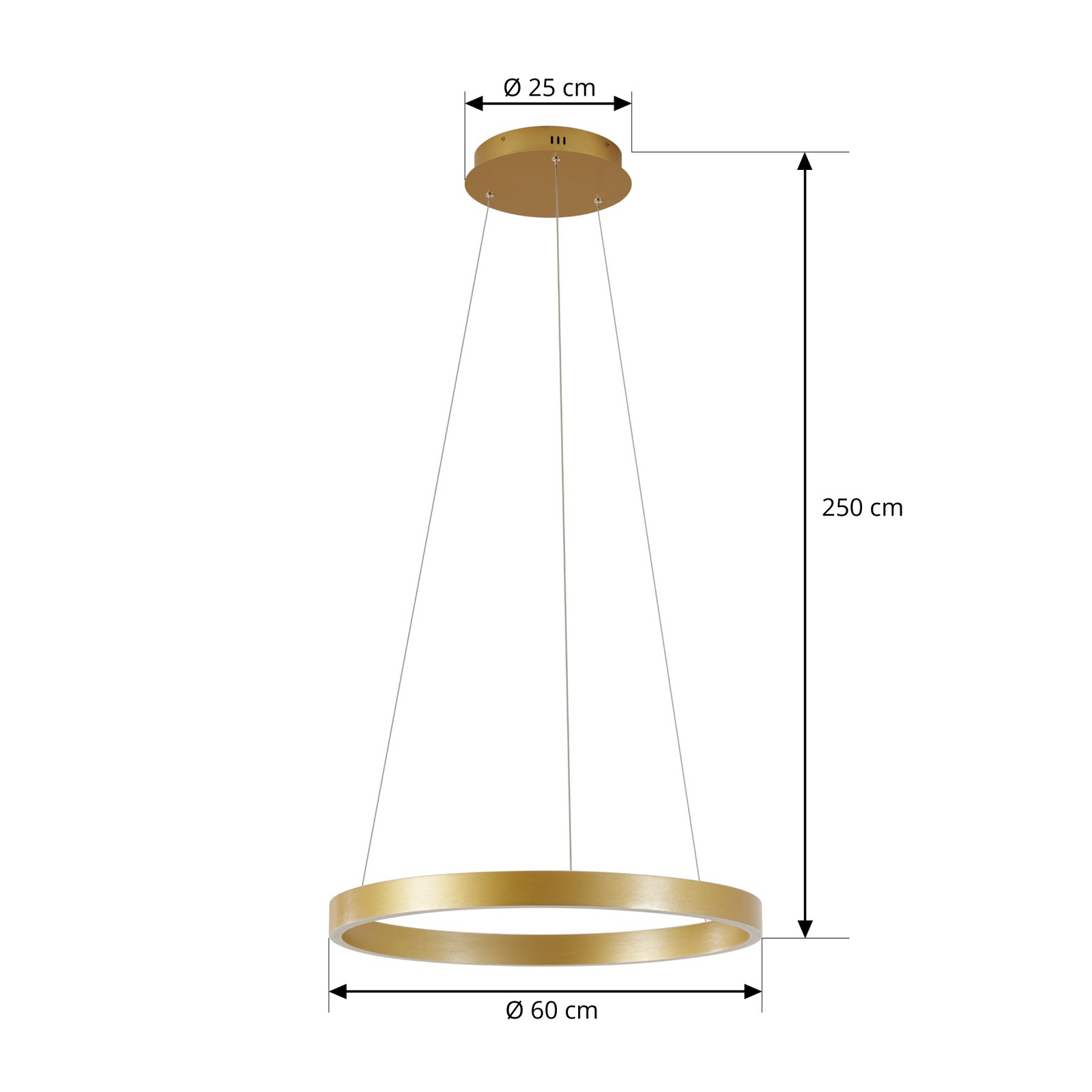 Lucande LED Pendant lamp Yonam, gold, Ø 60 cm