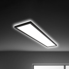 Plafoniera LED Tava, nera, plastica, 98 cm, retroilluminazione