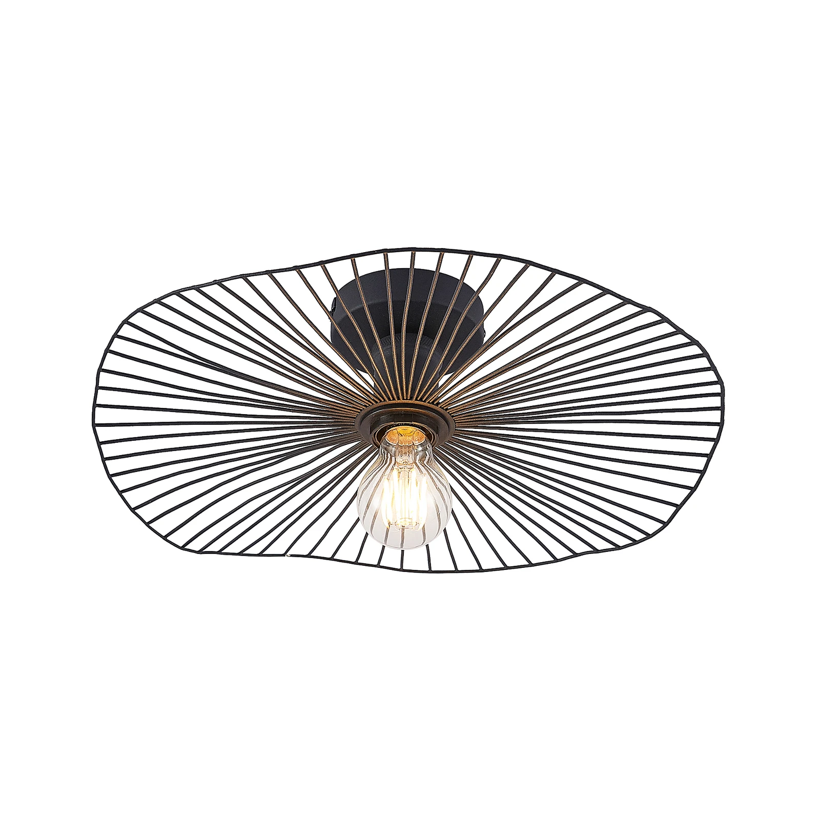 Lindby Deckenleuchte Ruota, schwarz, Metall, Ø 40 cm, E27