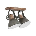 Downlight Gearwood, verde, 2 luces, metal, madera, E27