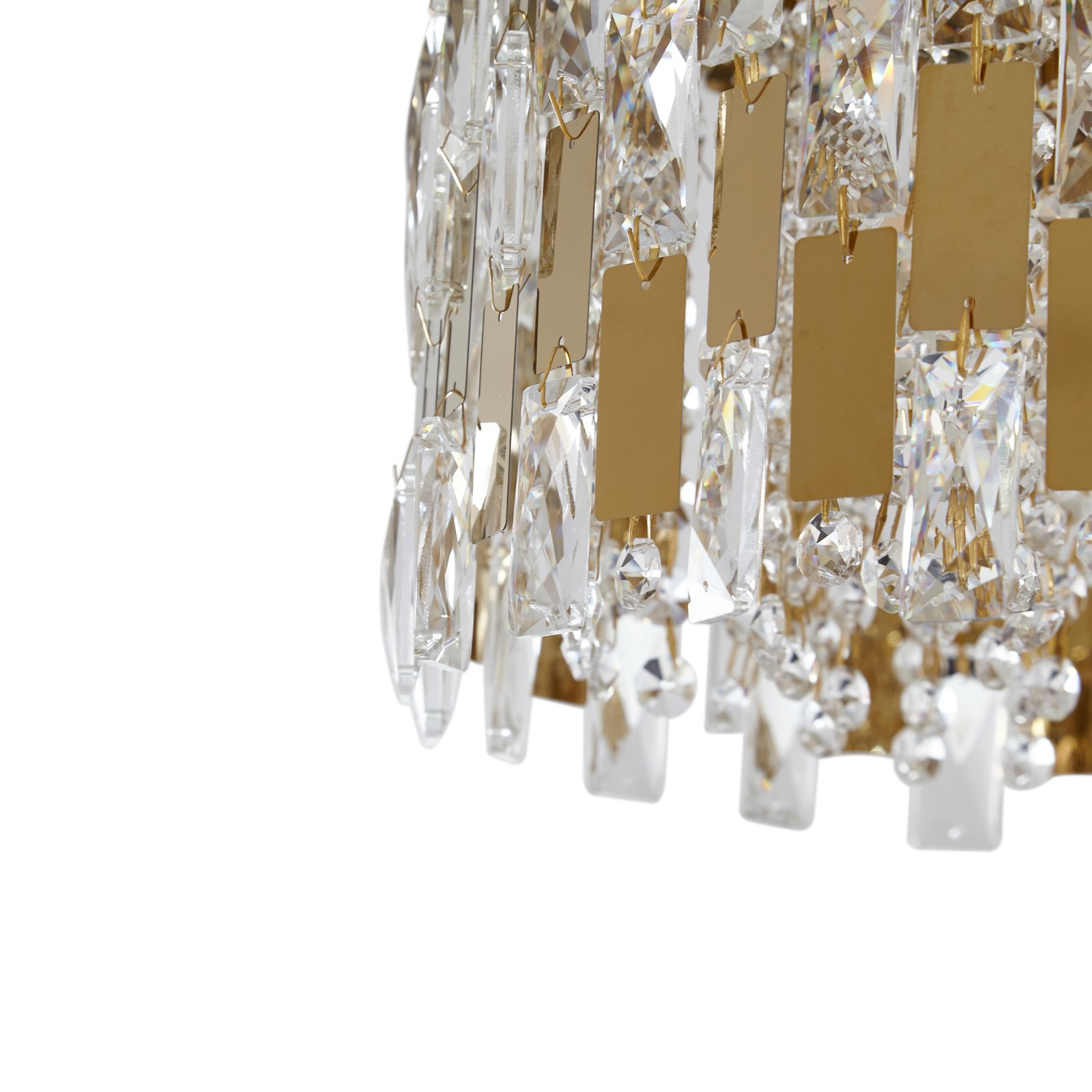 Lucande Arcan ceiling light, crystal glass, titanium gold
