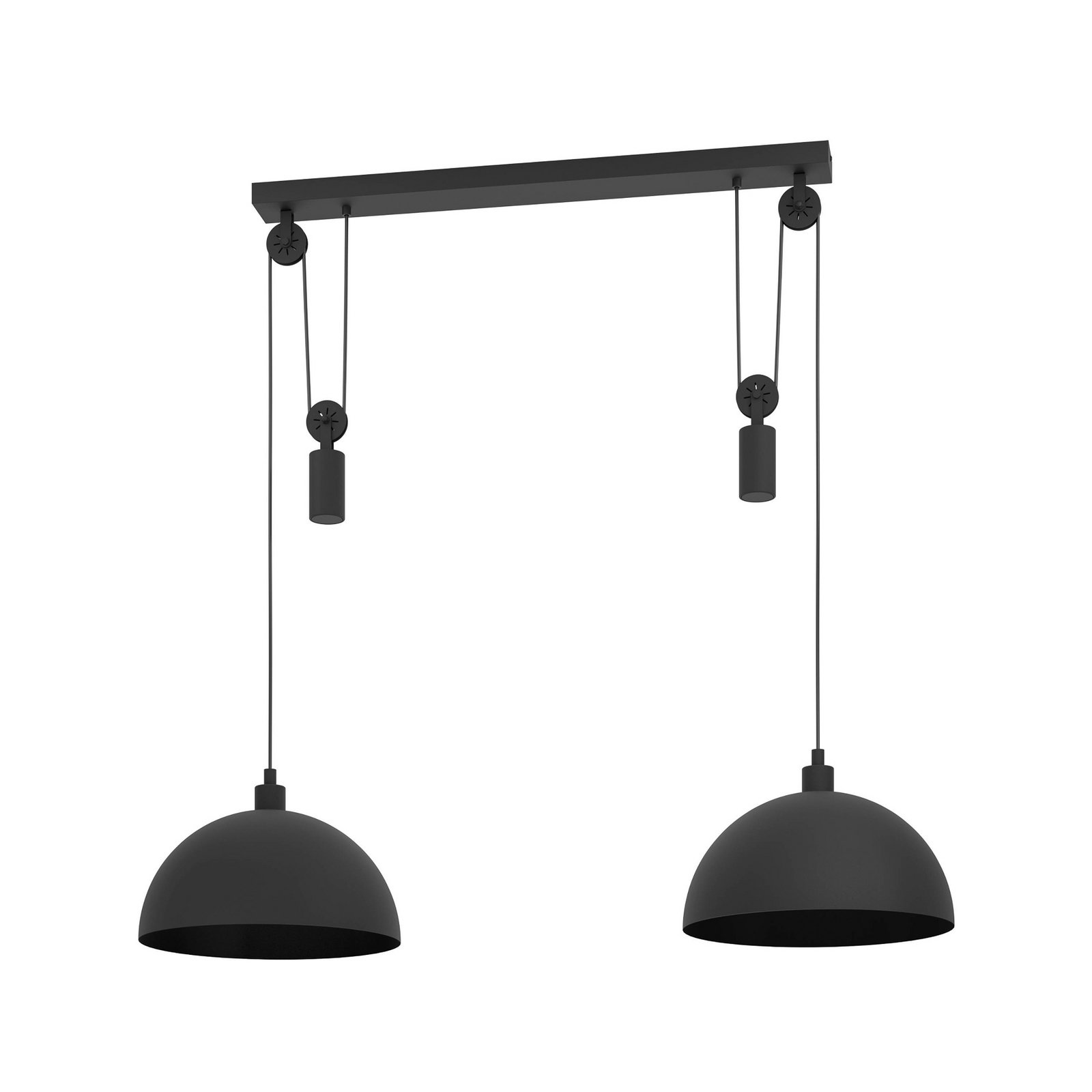 Winkworth hanging light, black, length 118 cm, metal, 2-bulb.