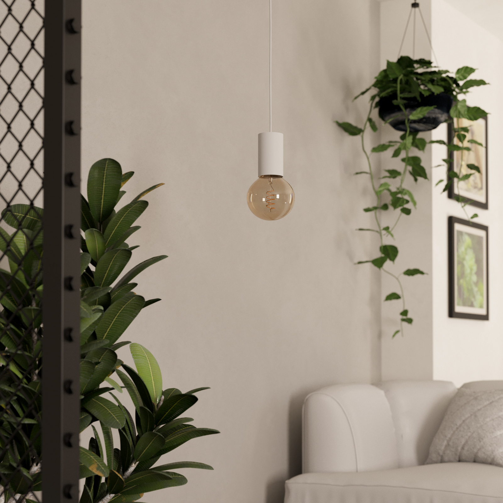 Pozueta 1 candeeiro suspenso, luz única, branco Pozueta 1 candeeiro suspenso, luz única, branco