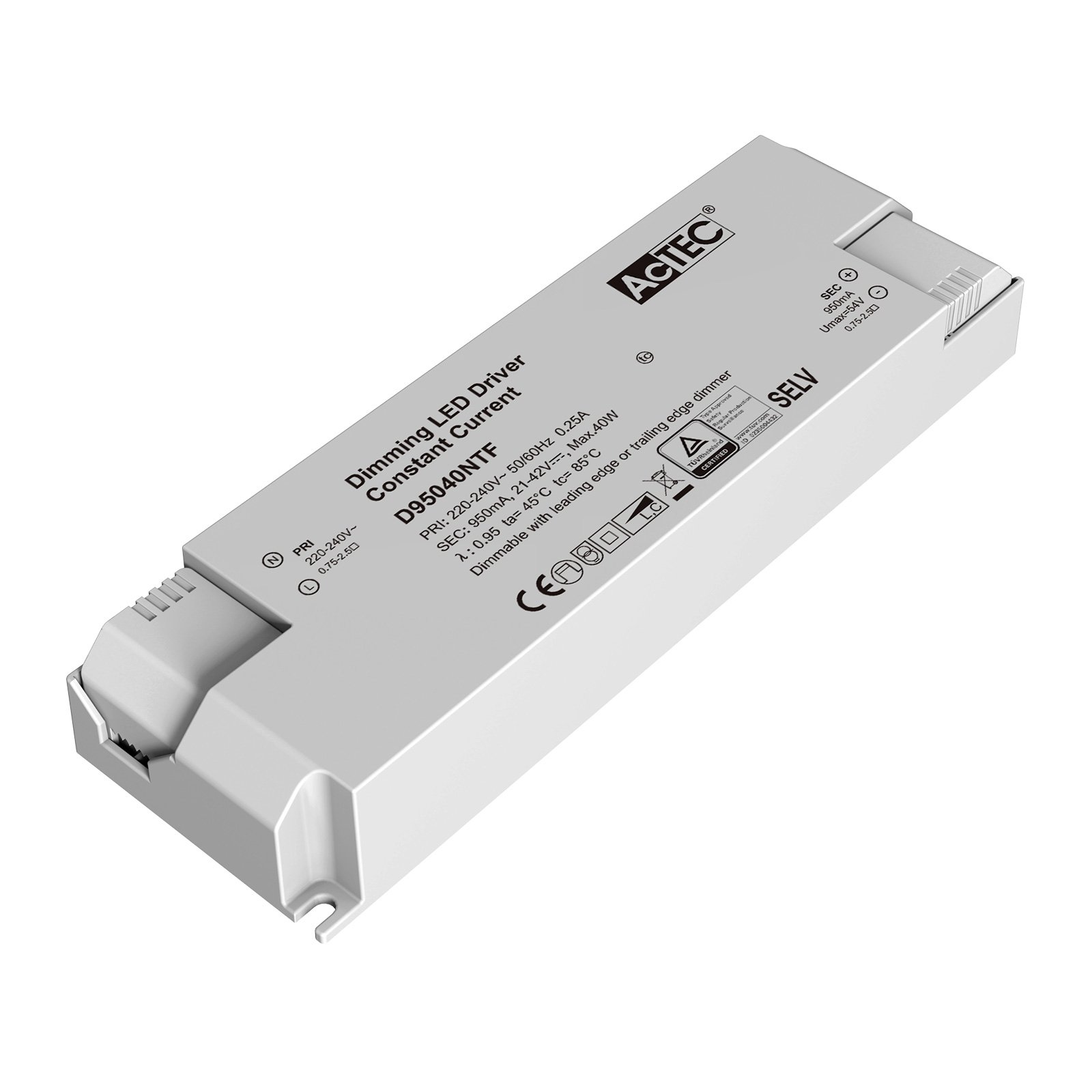 AcTEC Triac -LED-muuntaja CC maks. 40 W, 950 mA