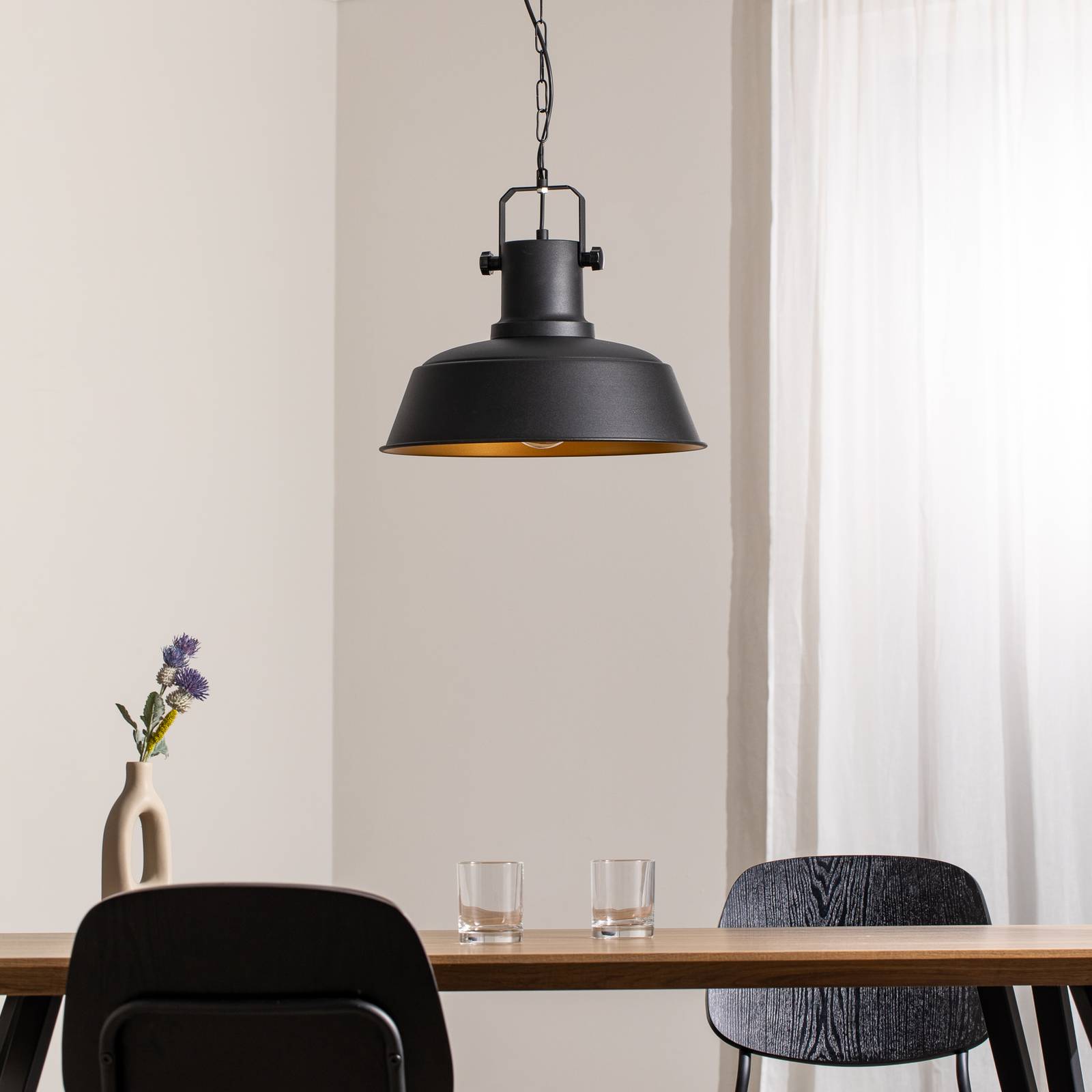 Lampa wisząca Orema, czarna, Ø 40 cm, metal, E27