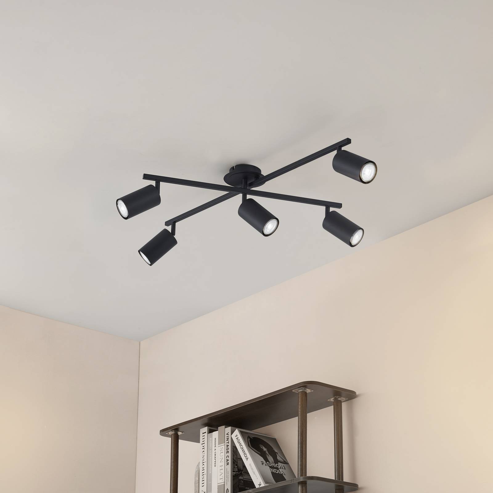 Lampa sufitowa Lindby Joffrey, 78 cm, czarna, 5-punktowa, GU10