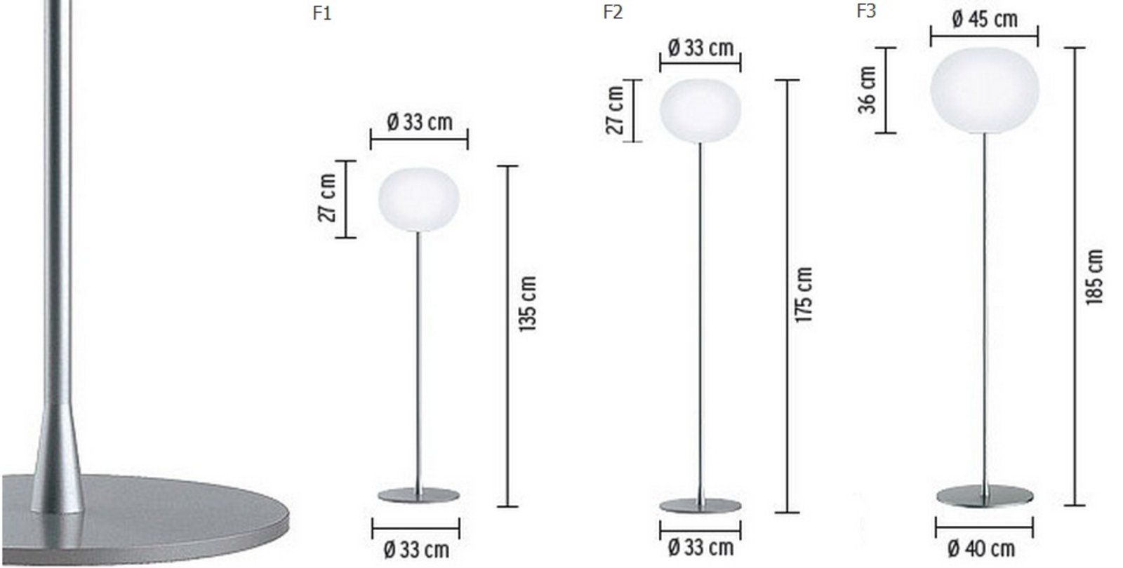 Glo-Ball F2 Candeeiro de Pé Silver - Flos