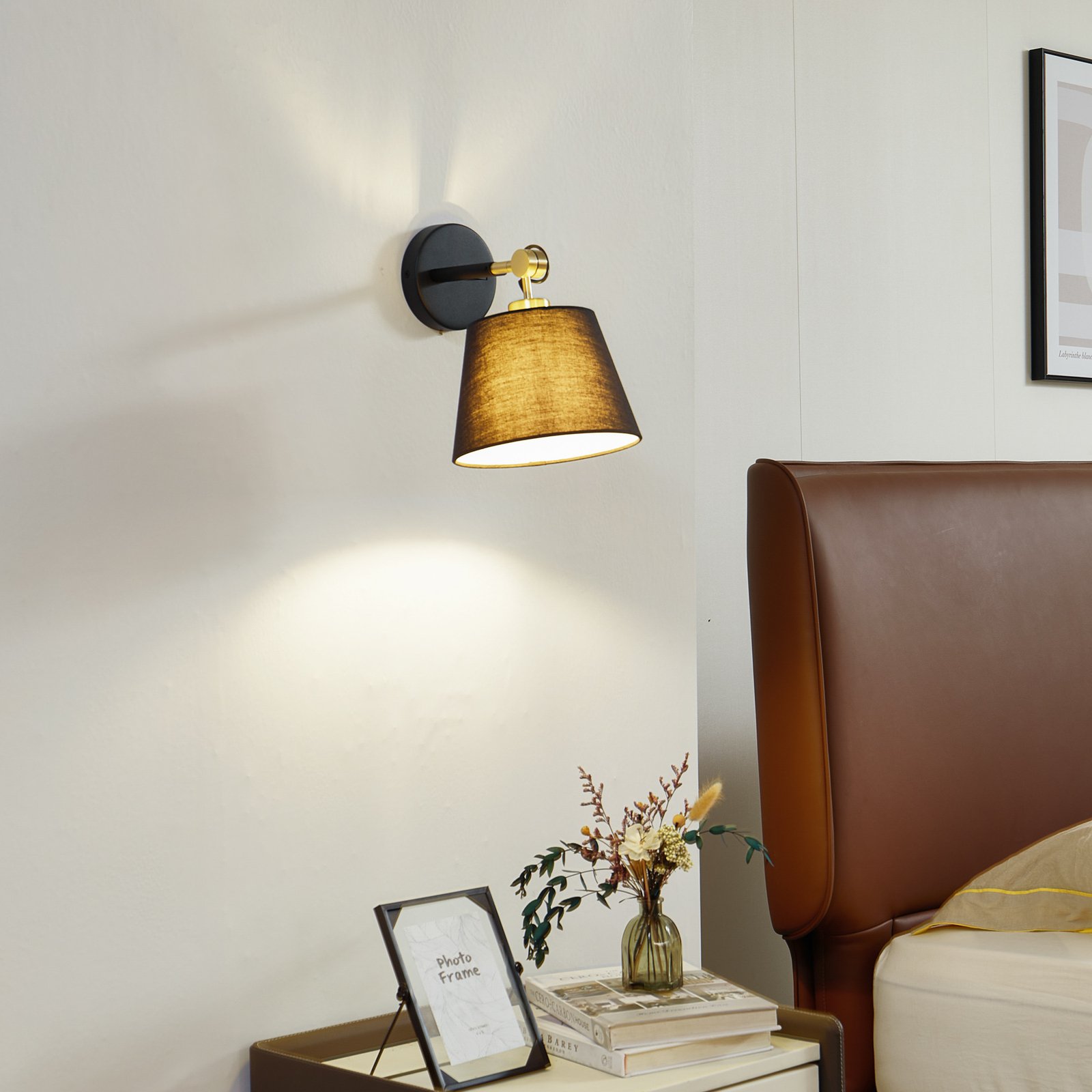 Lucande wall lamp Marvaine, black/gold-coloured, adjustable