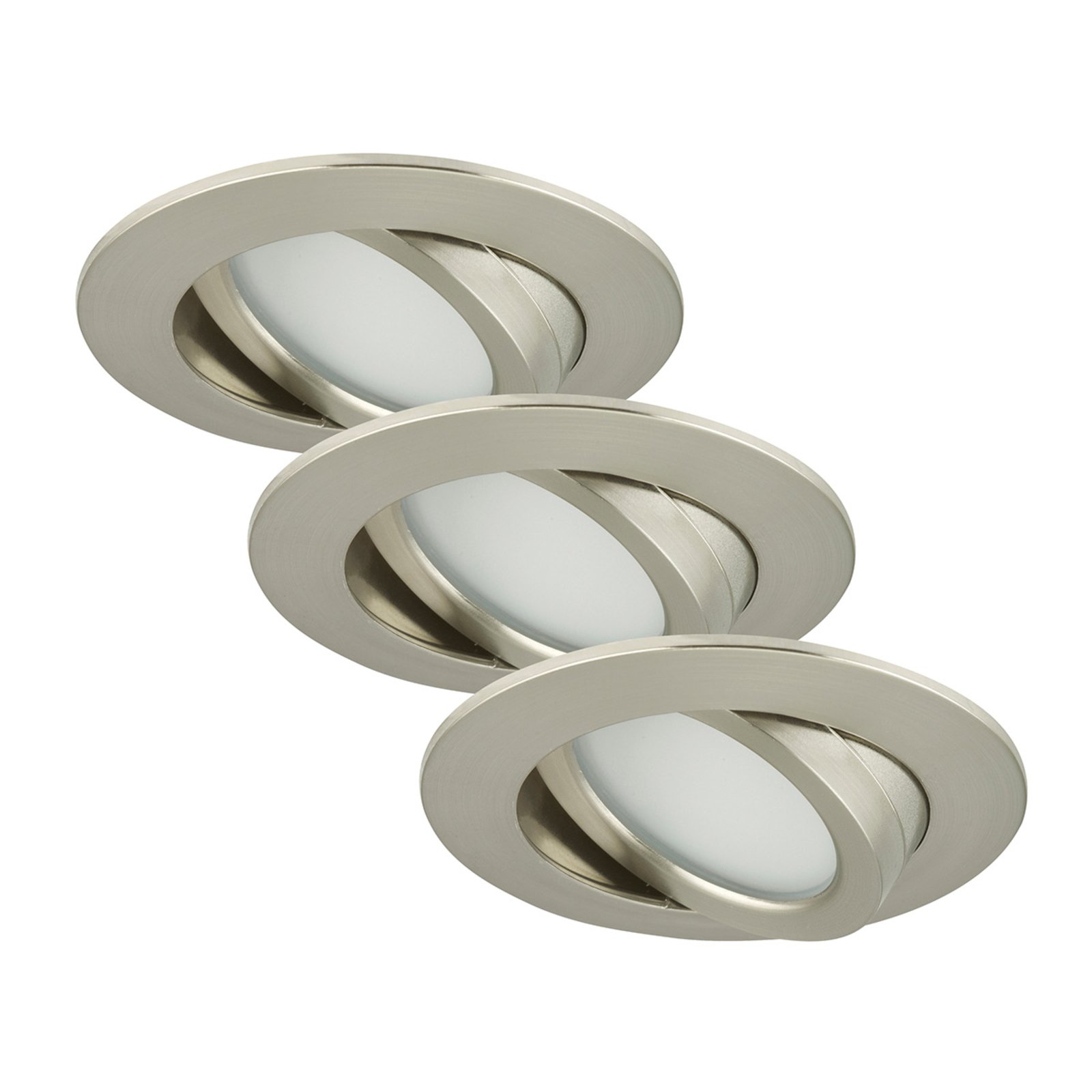 Rotatab. LED recessed light, set of 3, matt nickel