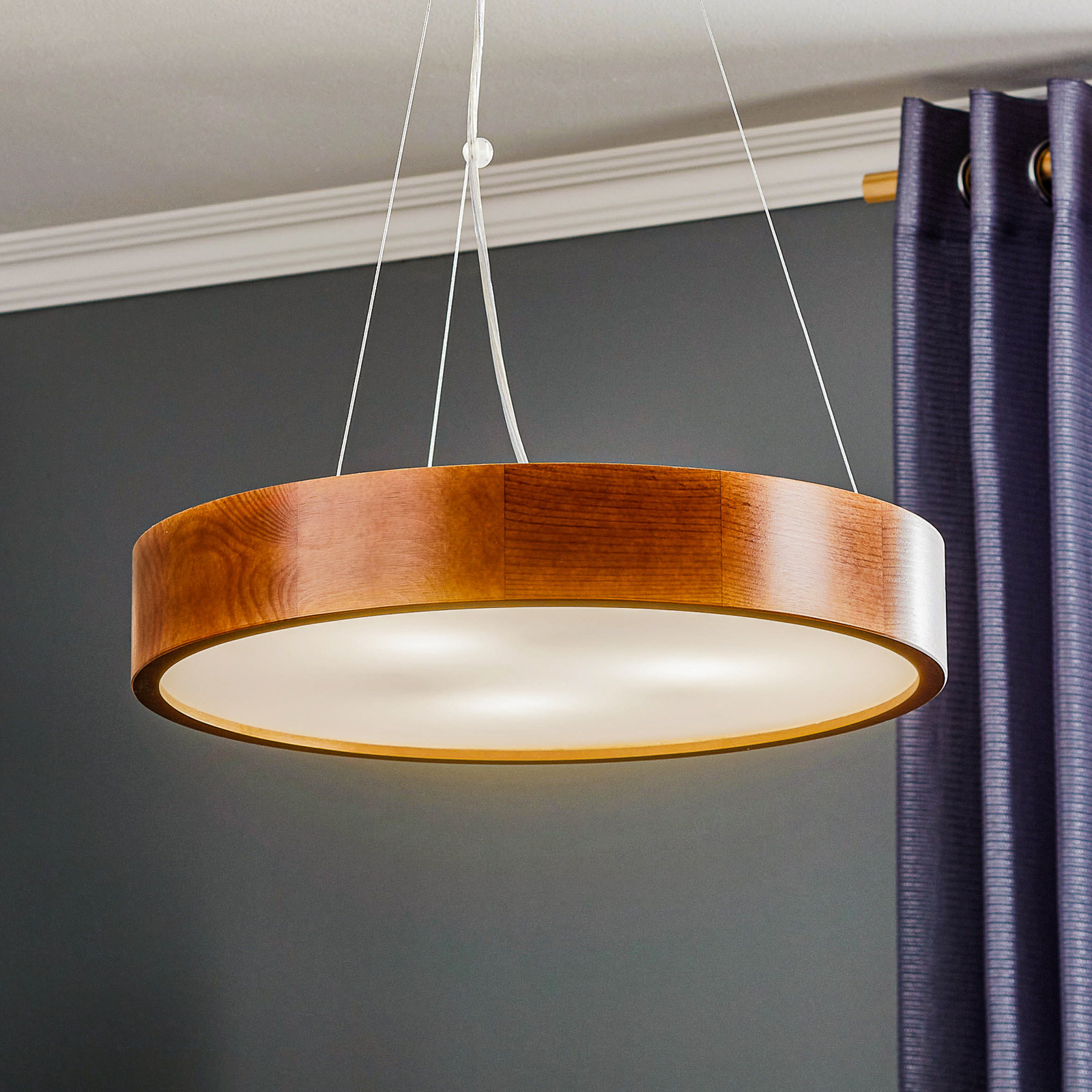 Suspension Kerio, Ø 47 cm, pin rustique