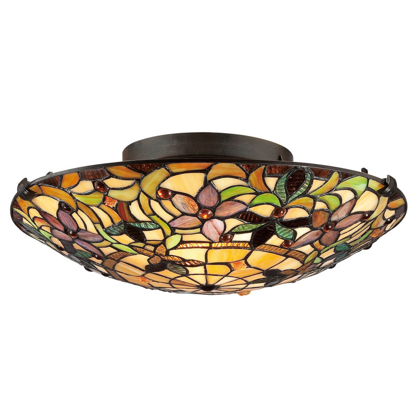 QUOIZEL Plafonieră Kami stil Tiffany - Camera de zi / sufragerie - bronz antic multicolor - Sticlă