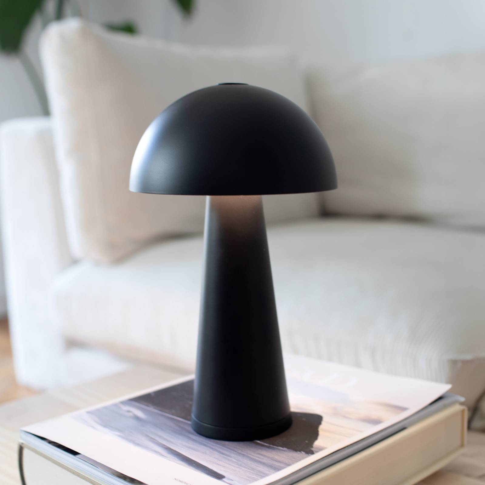 Utendørs bordlampe Fungi batteri svart
