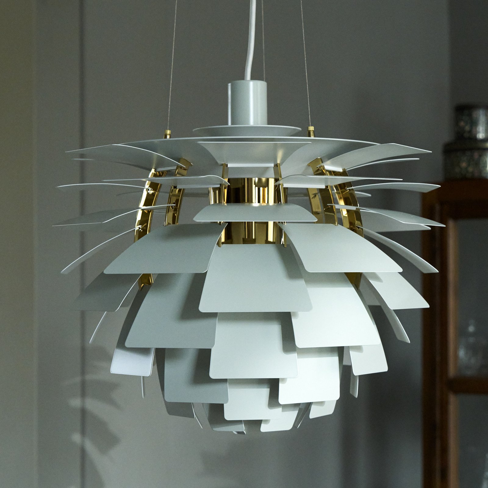 Louis Poulsen hanglamp PH Artichoke, groen/messing, Ø 48 cm