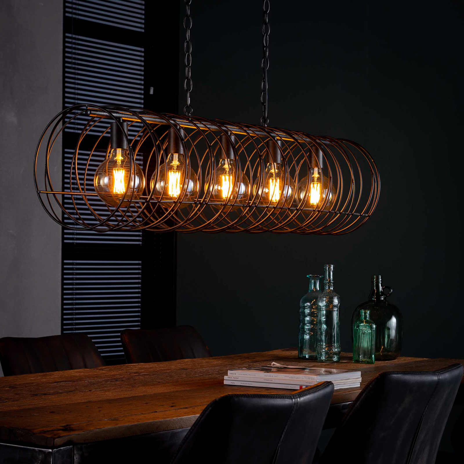 Aina hanglamp, 5-lamps met spiraalvormige kap