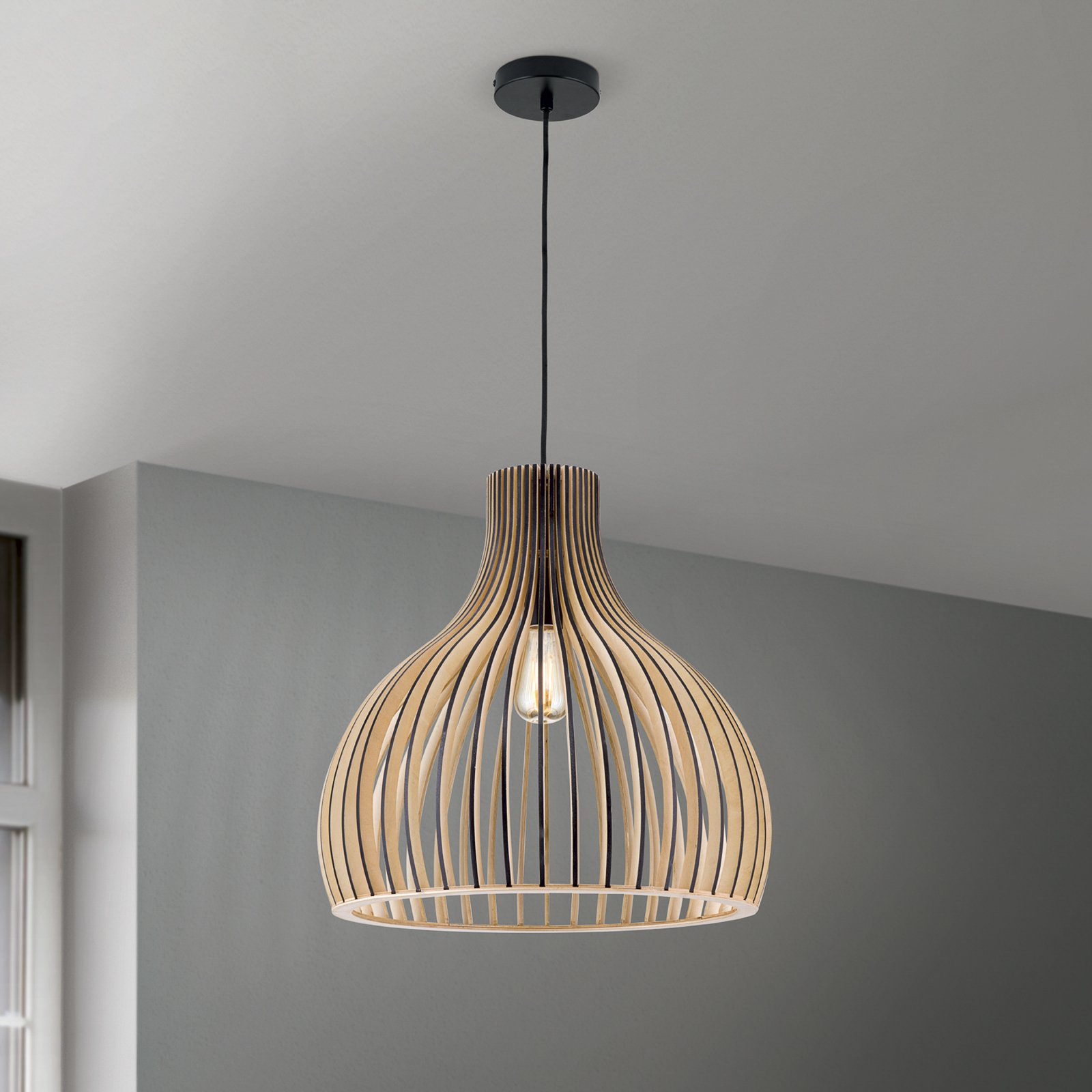 Lampada a sospensione Erik, Ø 45 cm, legno, colore naturale, E27