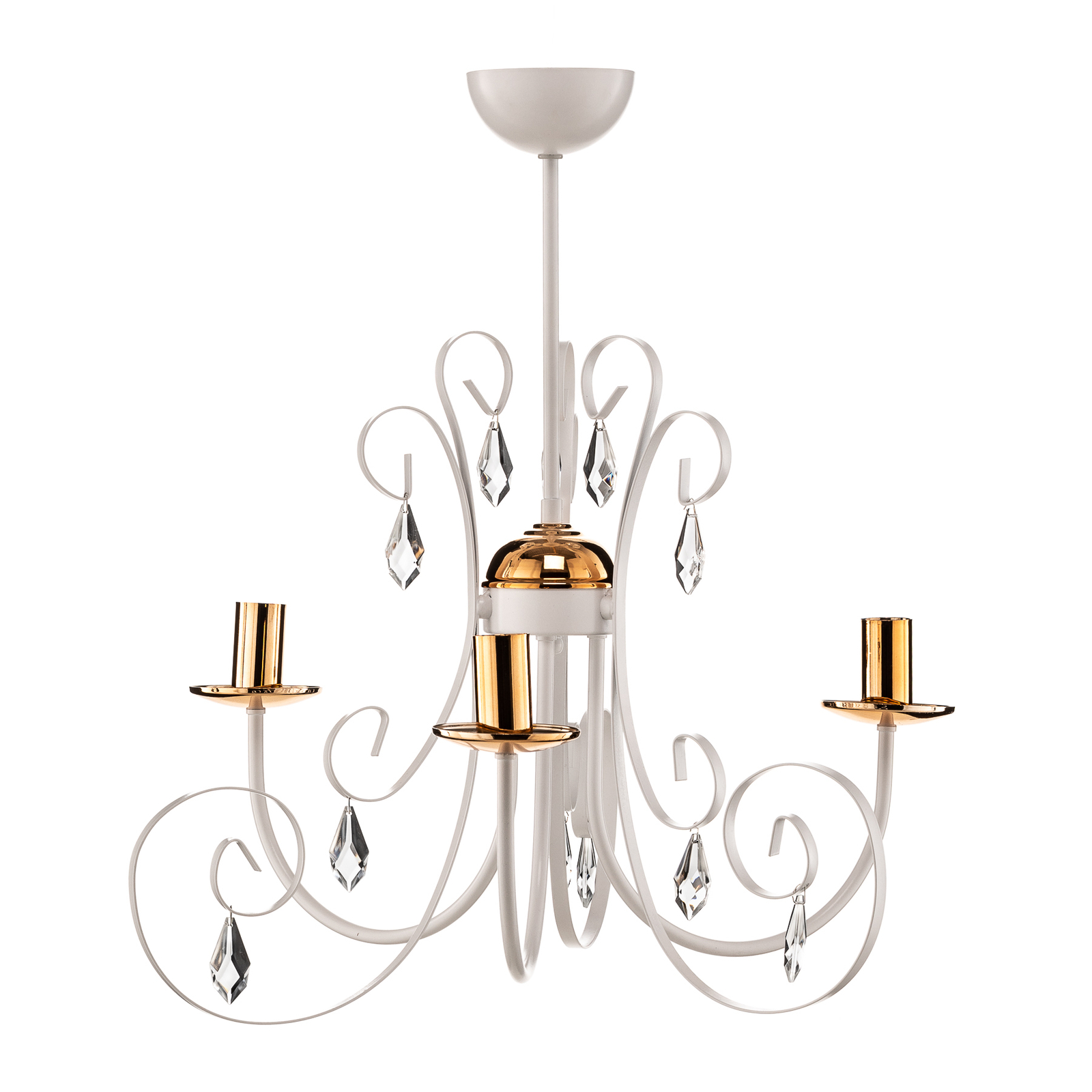 Foreman 3 chandelier three-bulb, white/copper