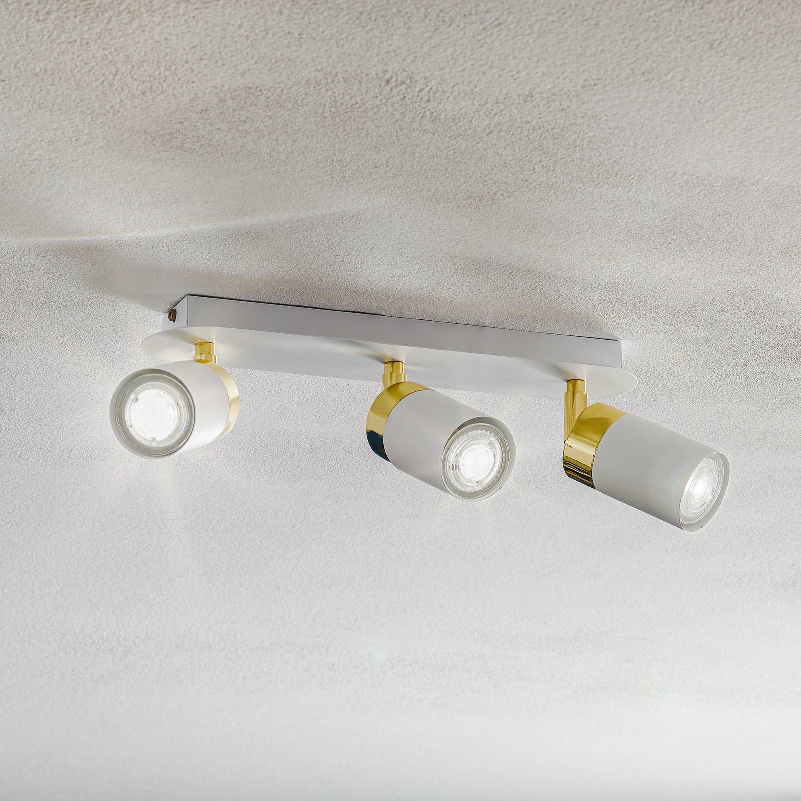 Eko-Light Spot pour plafond Joker blanc/doré à 3 lampes