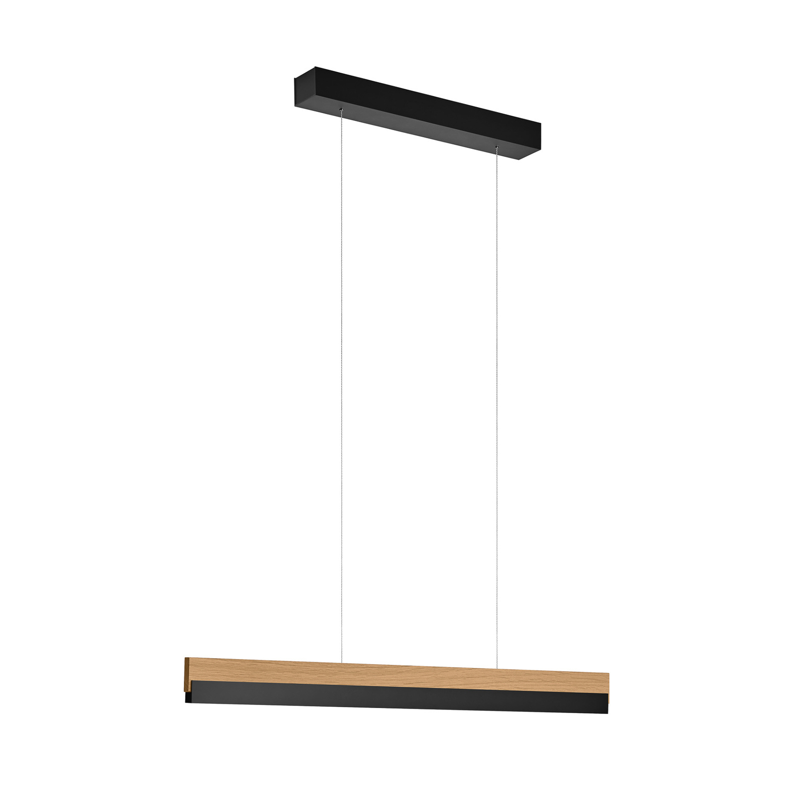 Quitani hanglamp Keijo, zwart/eiken, 98cm