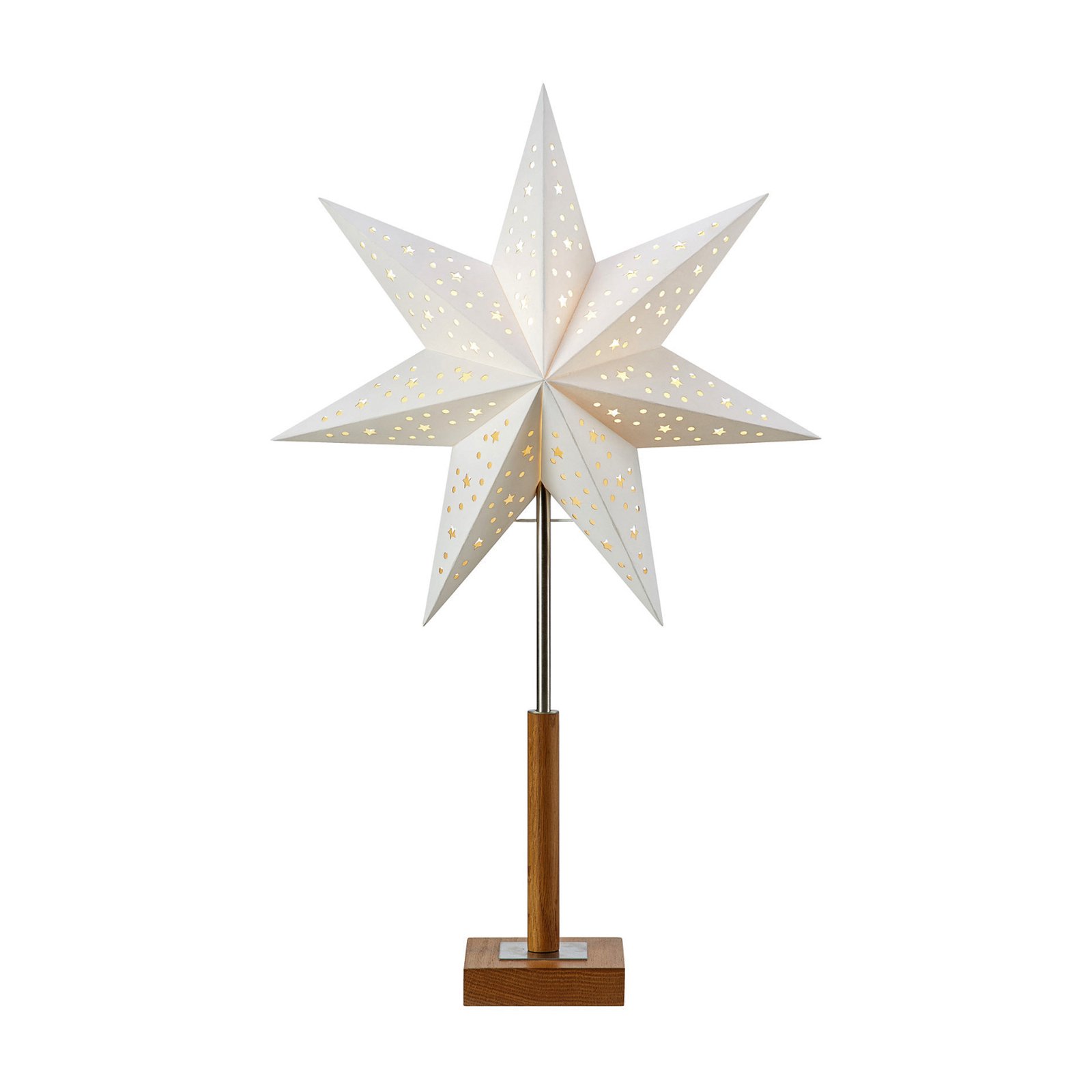 Étoile Solvalla sur pied en bois, 55 cm, blanche