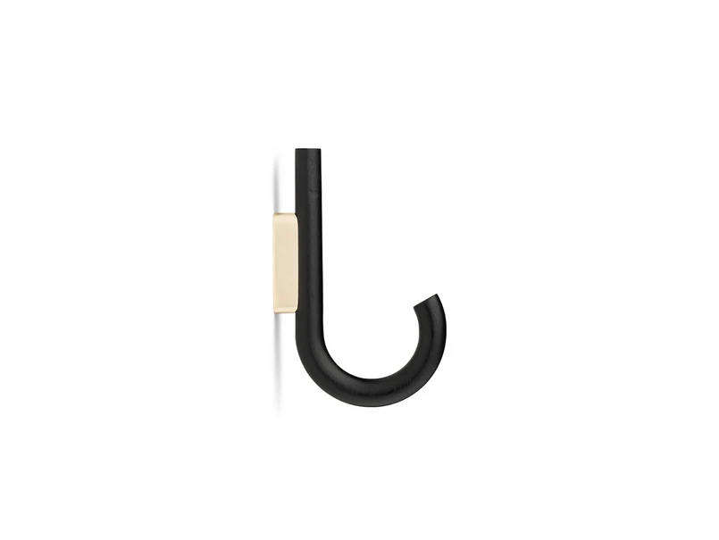 Produktfoto för Gejst - Hook Hanger - Galge - Black hook / Brass wall mount - L2 x D12,8 x H19 cm