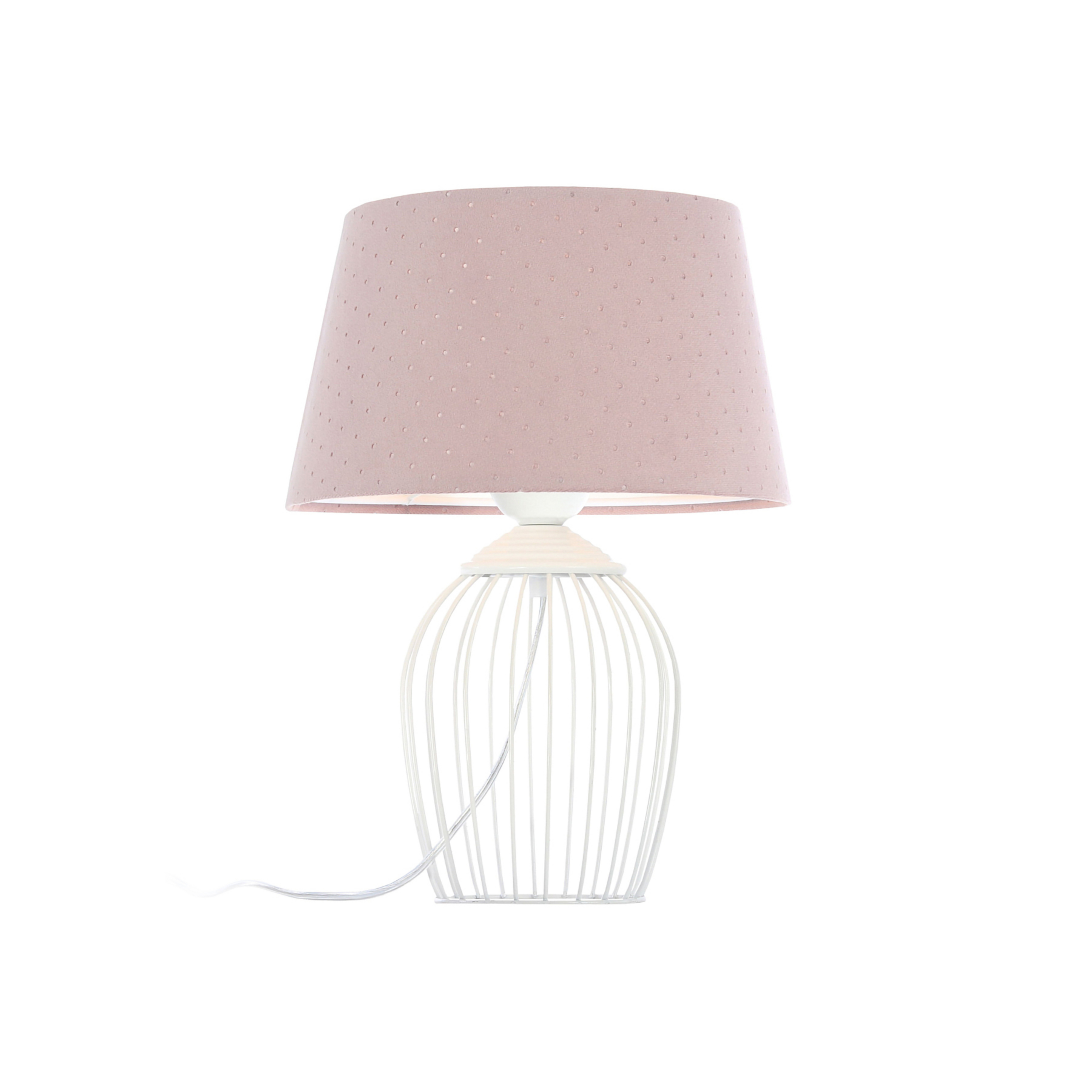 Lampa de masă Rosabelle cu picior în formă de cușcă, roz