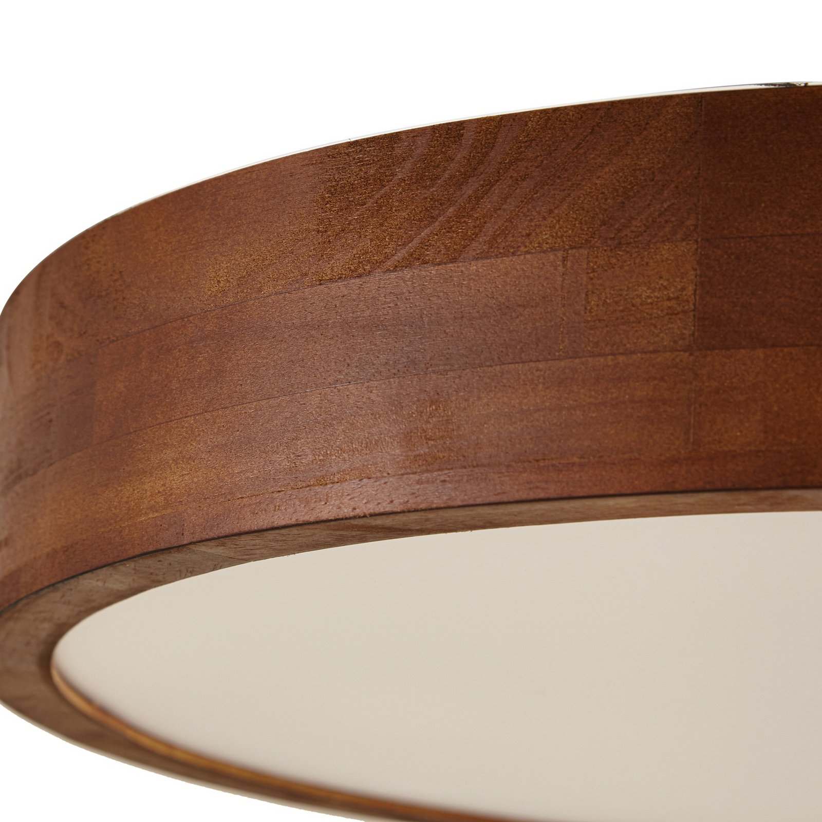 Lindby Tanju ceiling light, Ø 50 cm, walnut wood, 4-bulb, E27