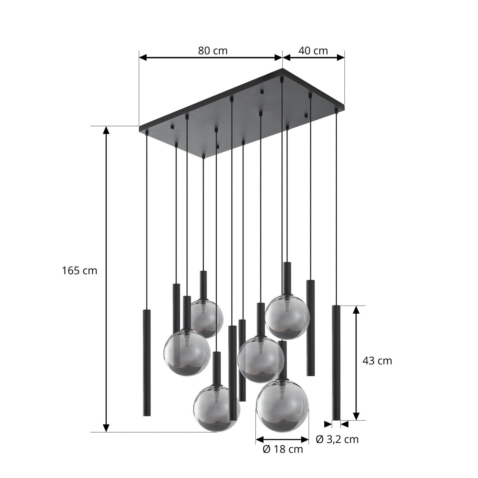 Lámpara colgante Lumavia, negro/transparente, G9, cristal, 12 luces - Lucande Lámpara colgante Lumavia, negro/transparente, G9, cristal, 12 luces - Lucande