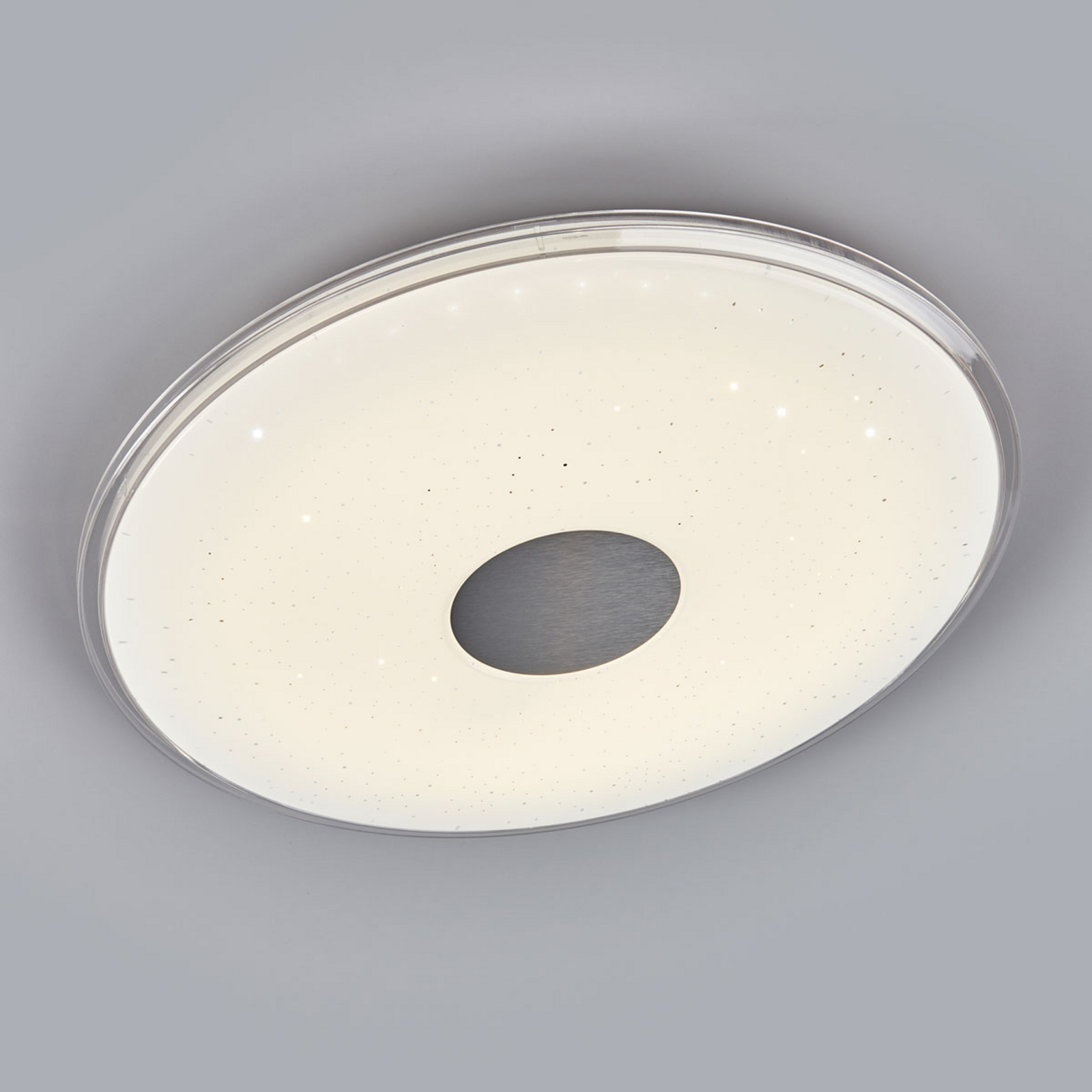 Plafoniera LED Rotonda Dimmerabile - 4 Livelli Di Luce, 950 Lumen, Bianco Caldo, Finitura Argento, 30 Cm