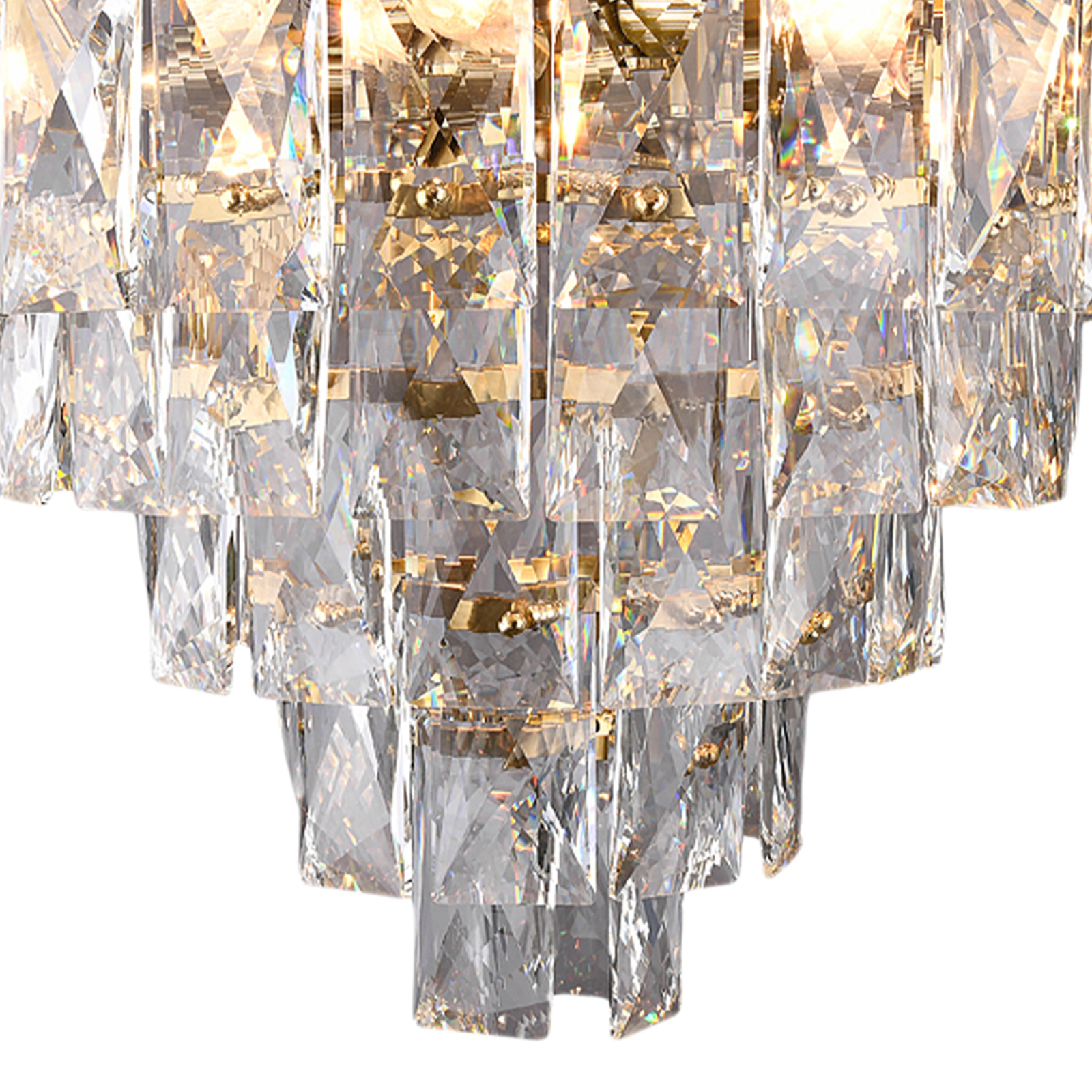 Taklampe Chelsea metall med gullfargede glasskrystaller, Ø 50 cm