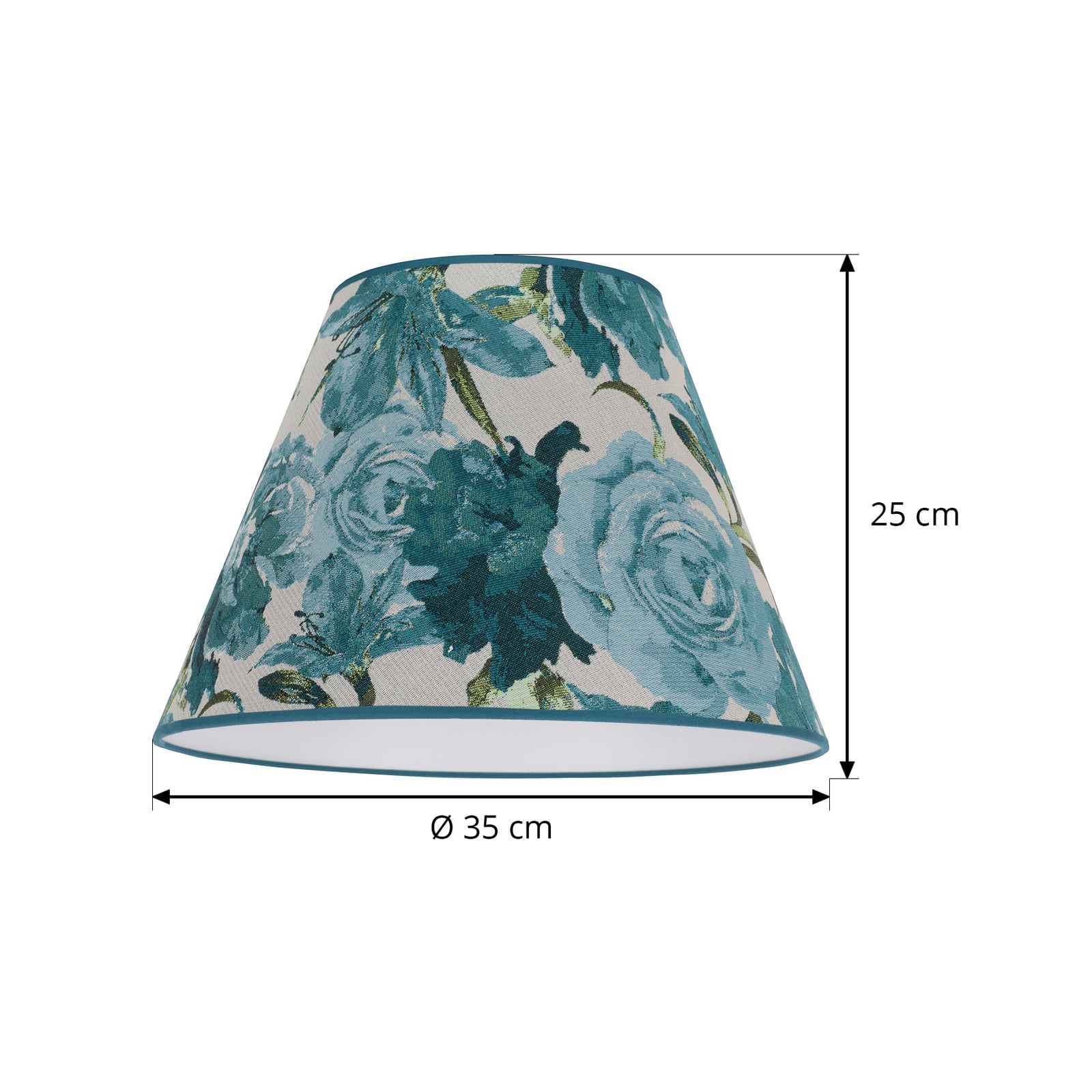 Stínidlo na lampu Sofia výška 25 cm, květinový vzor tyrkysový Stínidlo na lampu Sofia výška 25 cm, květinový vzor tyrkysový