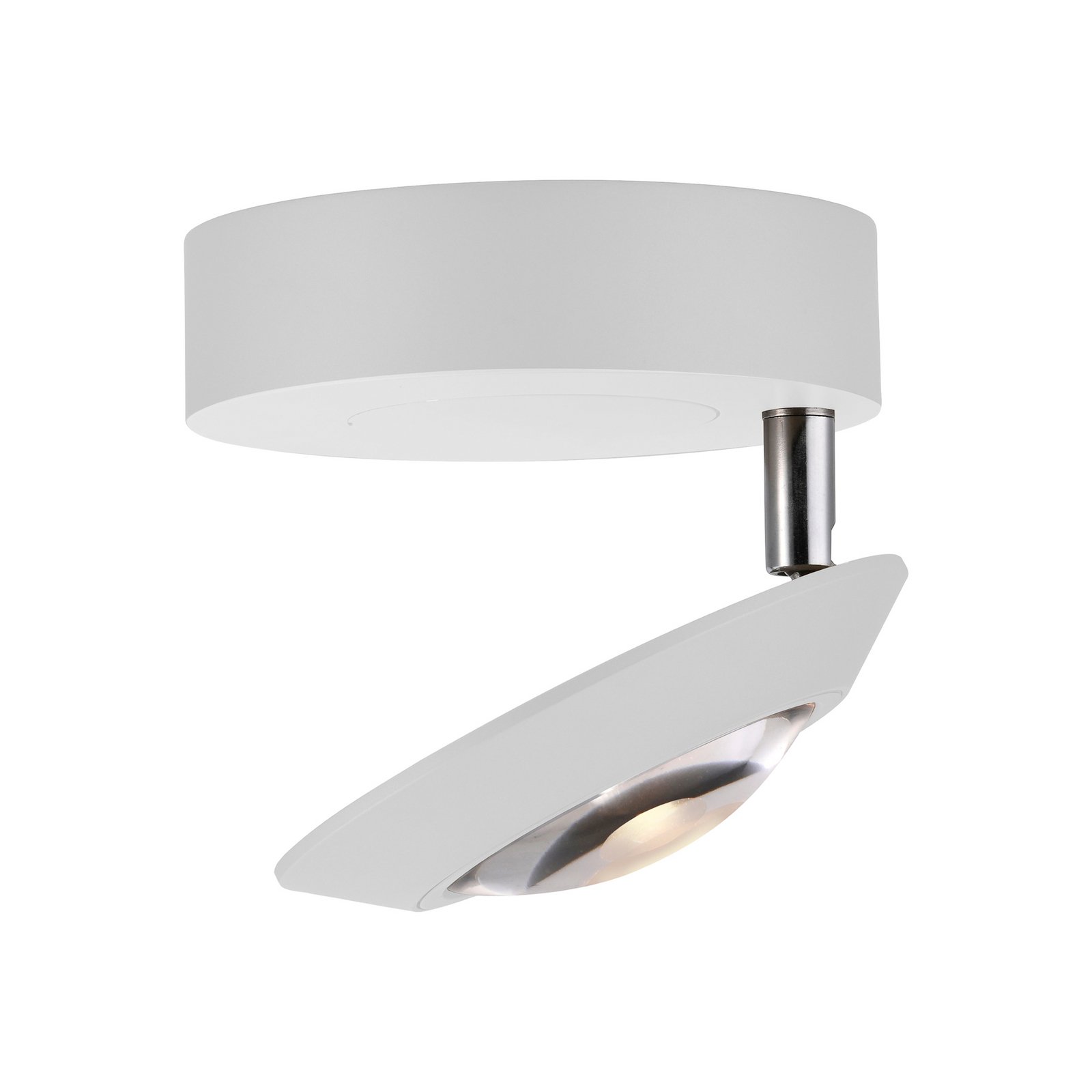 PURE LED таванска лампа Oculis, бяла, Ø 15 cm, желязо/стъкло