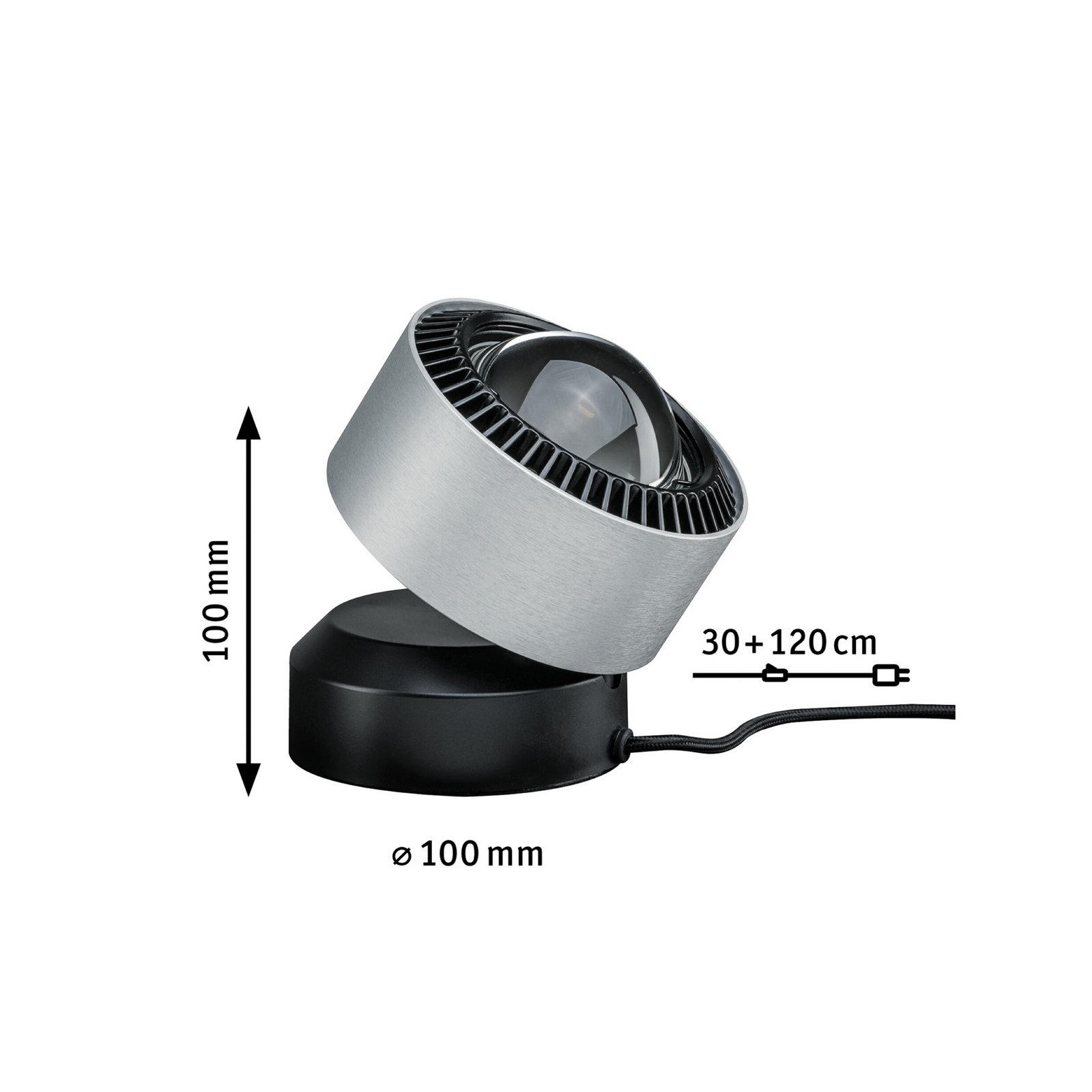 Lampa de masă LED Paulmann Aldan, aluminiu, 10 cm, dimabil