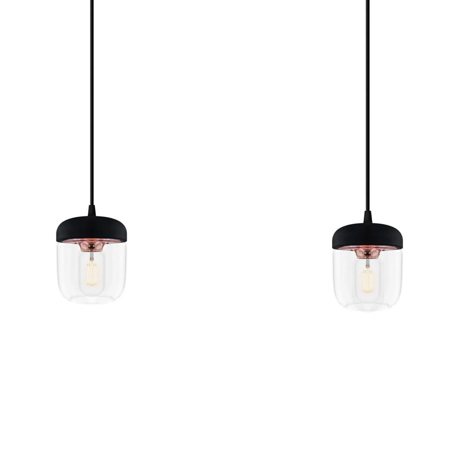 UMAGE Acorn pendant lamp two-bulb, black/copper