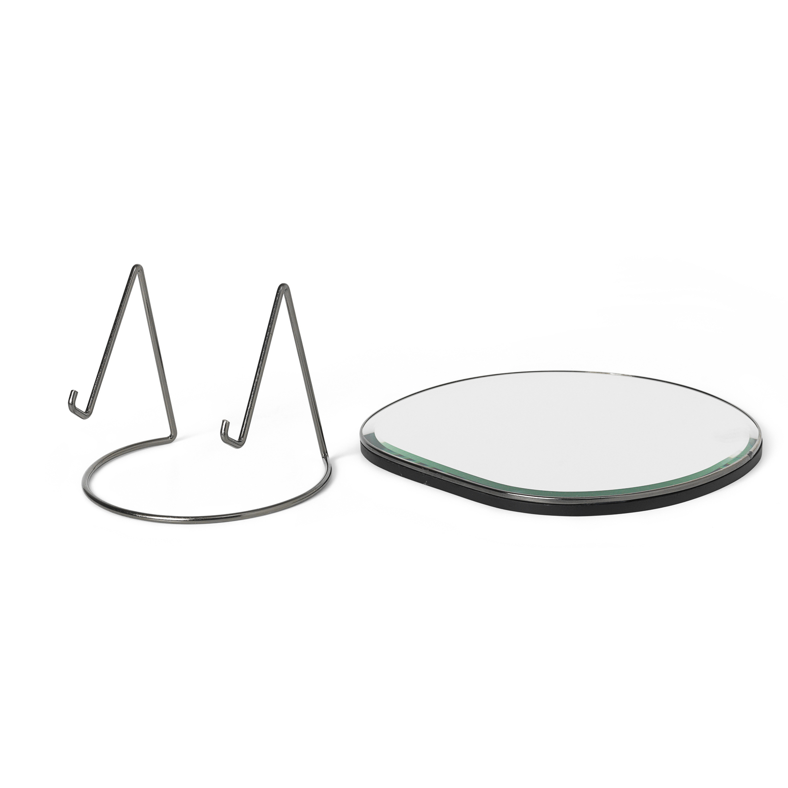 ferm LIVING Miroir de table Pond, chrome, largeur 21 cm, verre